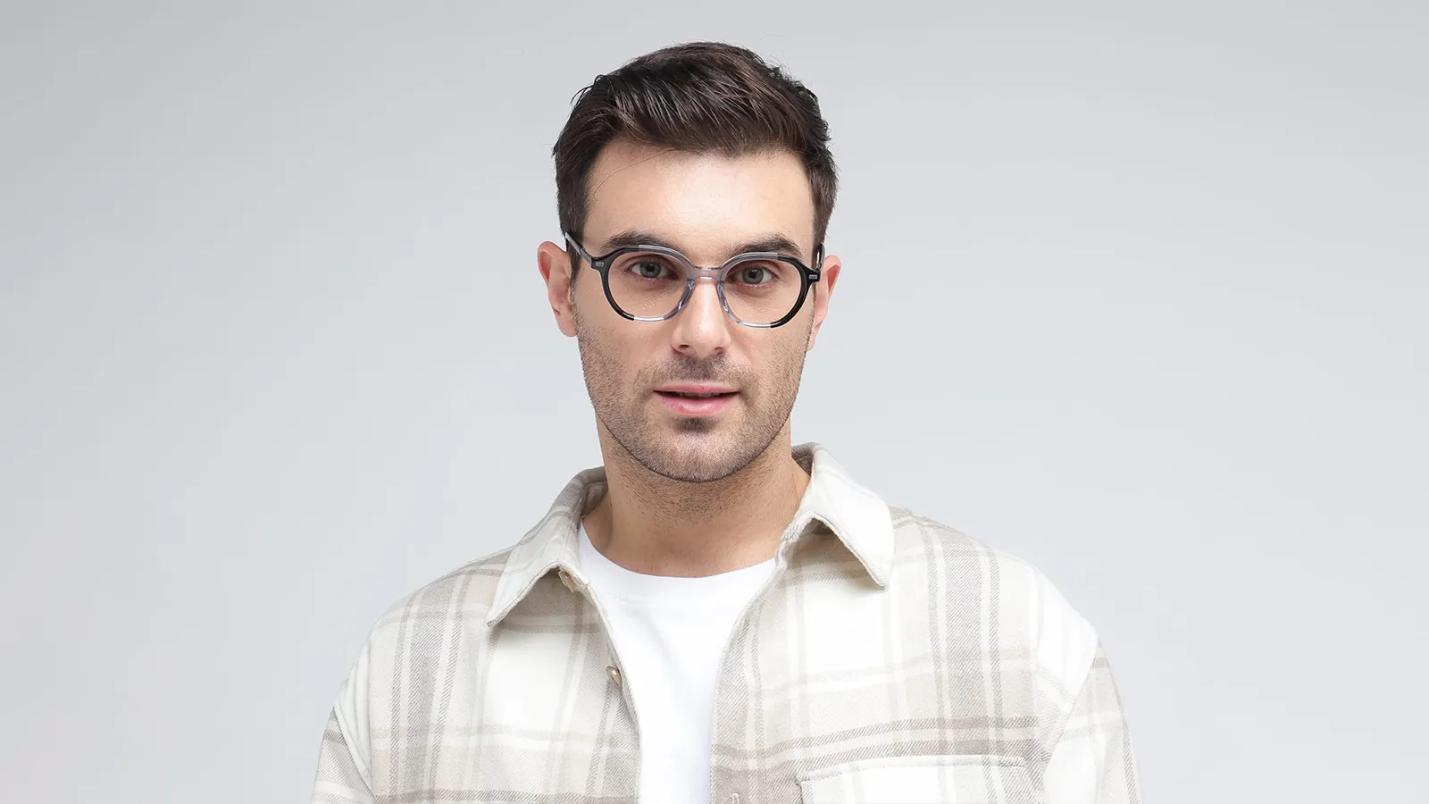Clear frame glasses