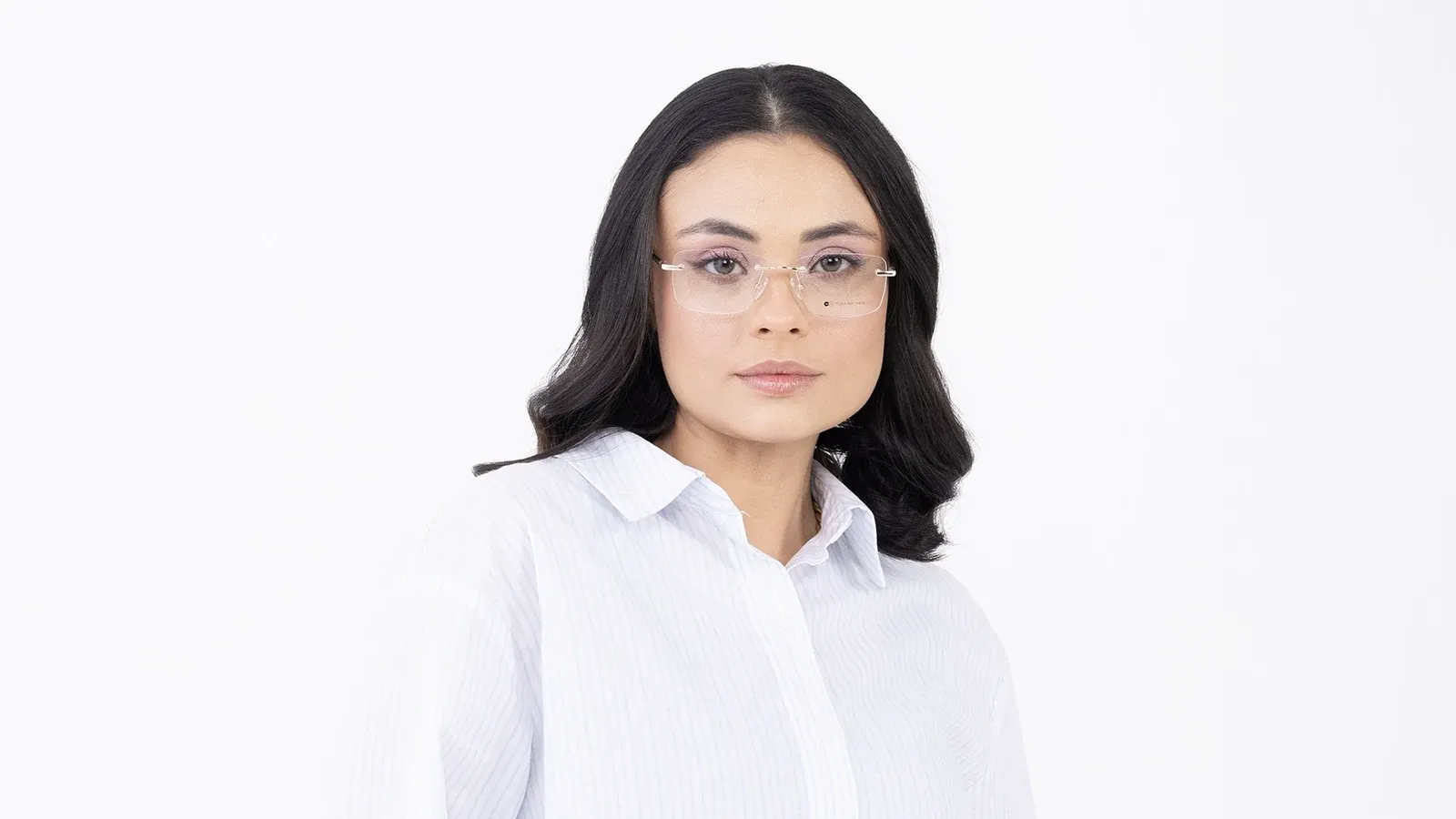 Rimless frame glasses
