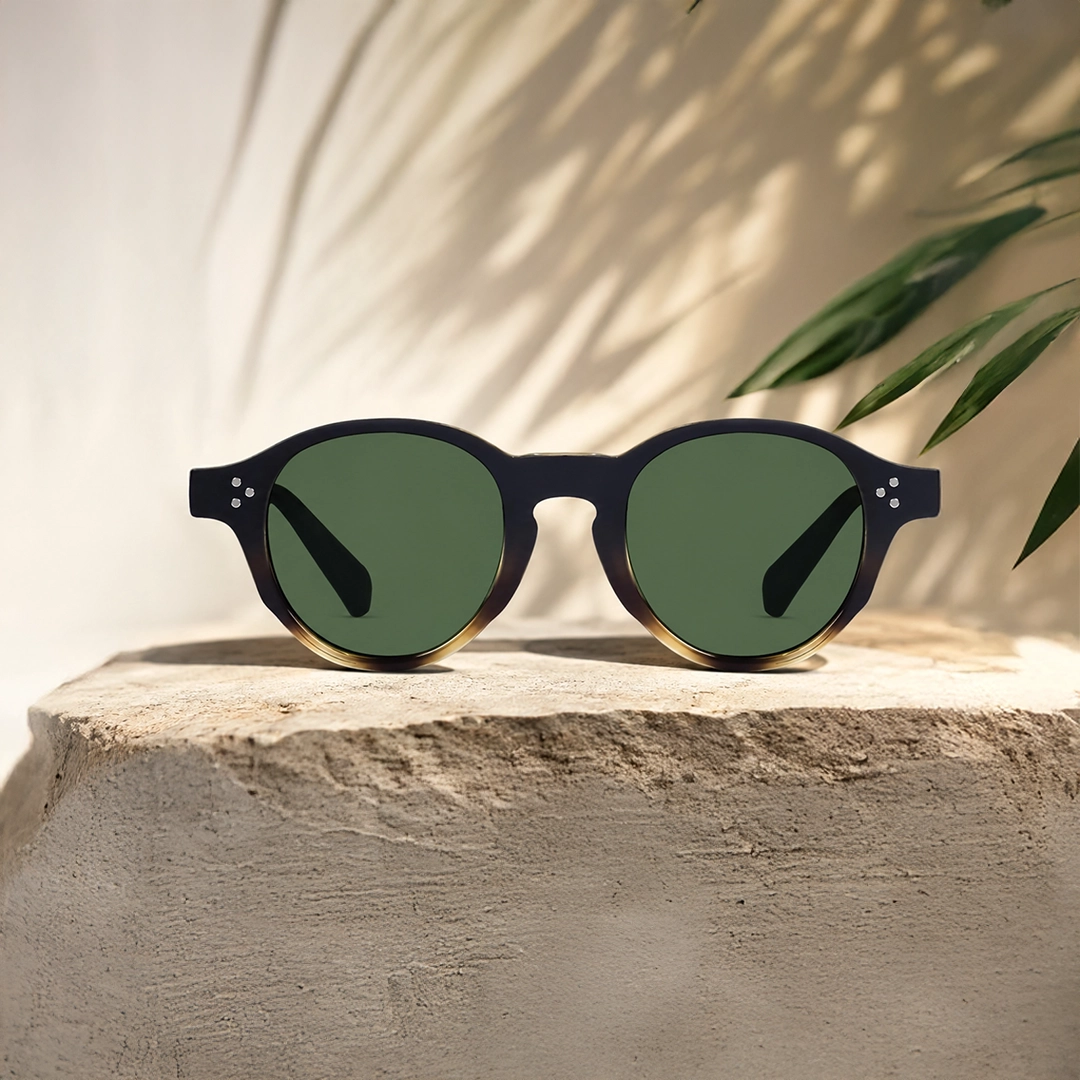 Keyhole Bridge Sunglasses Geometric black sunglasses with a distinctive keyhole bridge and white inner rim detail, featuring dark tinted lenses for a bold modern style.