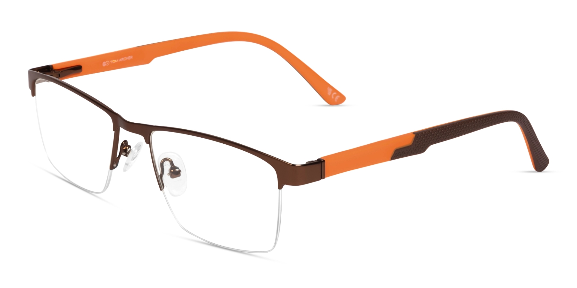 Bronze Metal Halfrim Rectangle Glasses-5