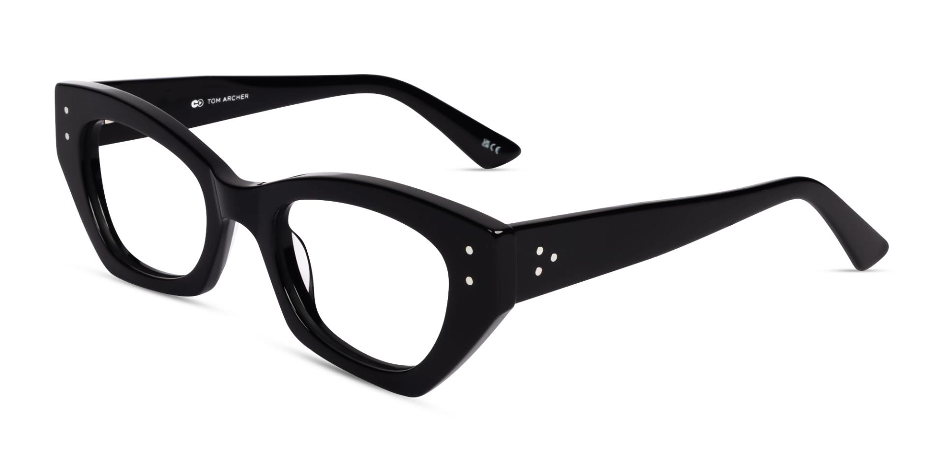 Thick Black Geometric Fullrim Acetate Glasses Thick Black Geometric Fullrim Acetate Glasses