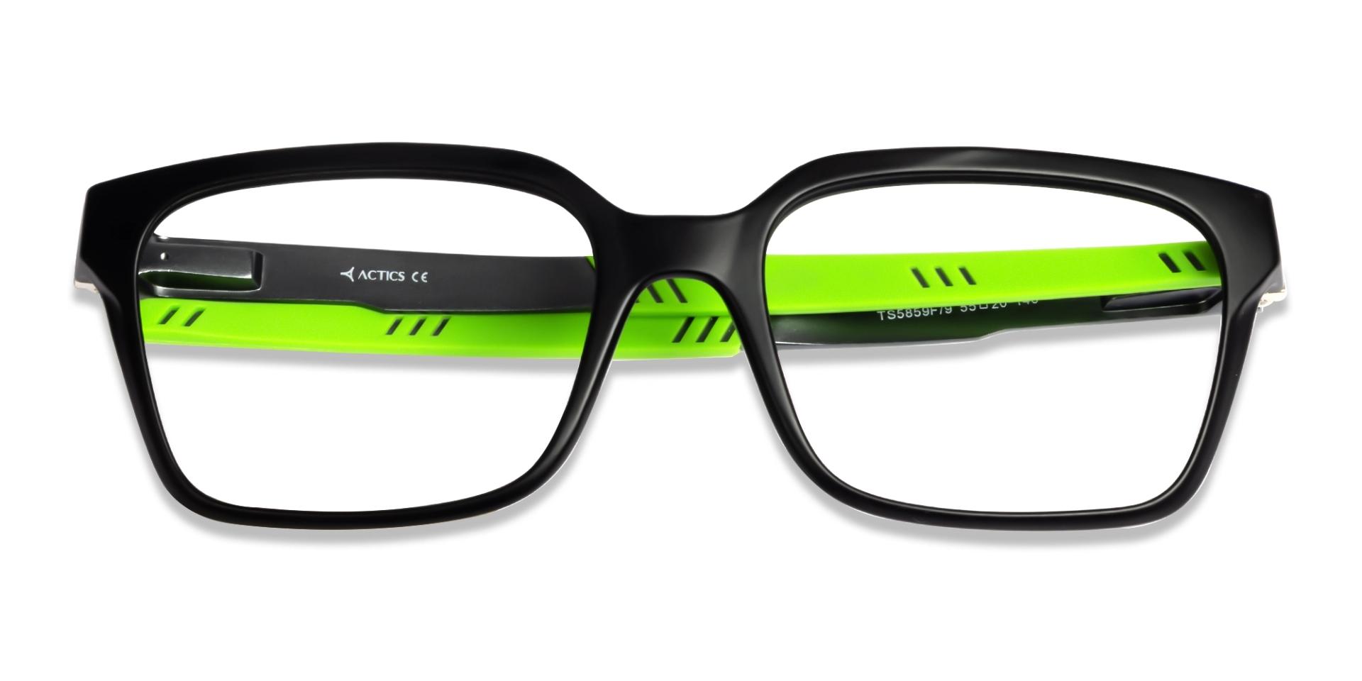 Black & Green Square Athletic Eyeglasses-6