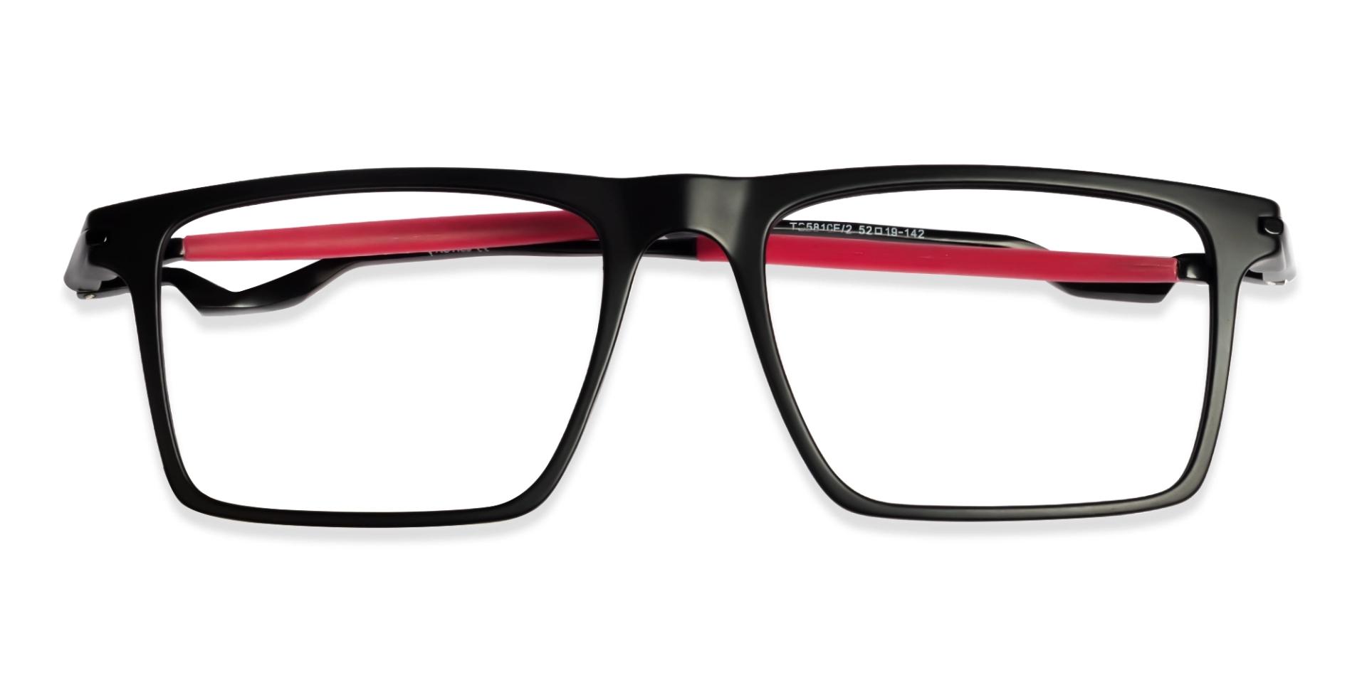 Matte Black Sports Rectangular Flattop Glasses-6
