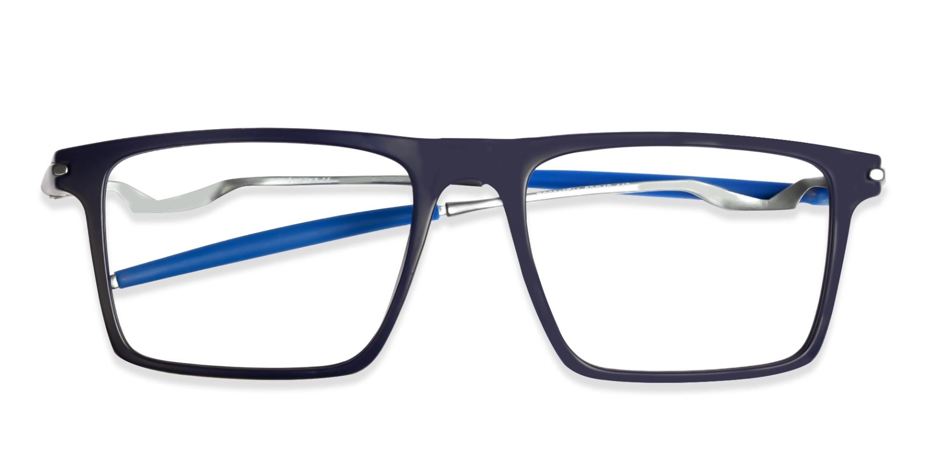 Matte Blue Rectangular Flattop Glasses-6