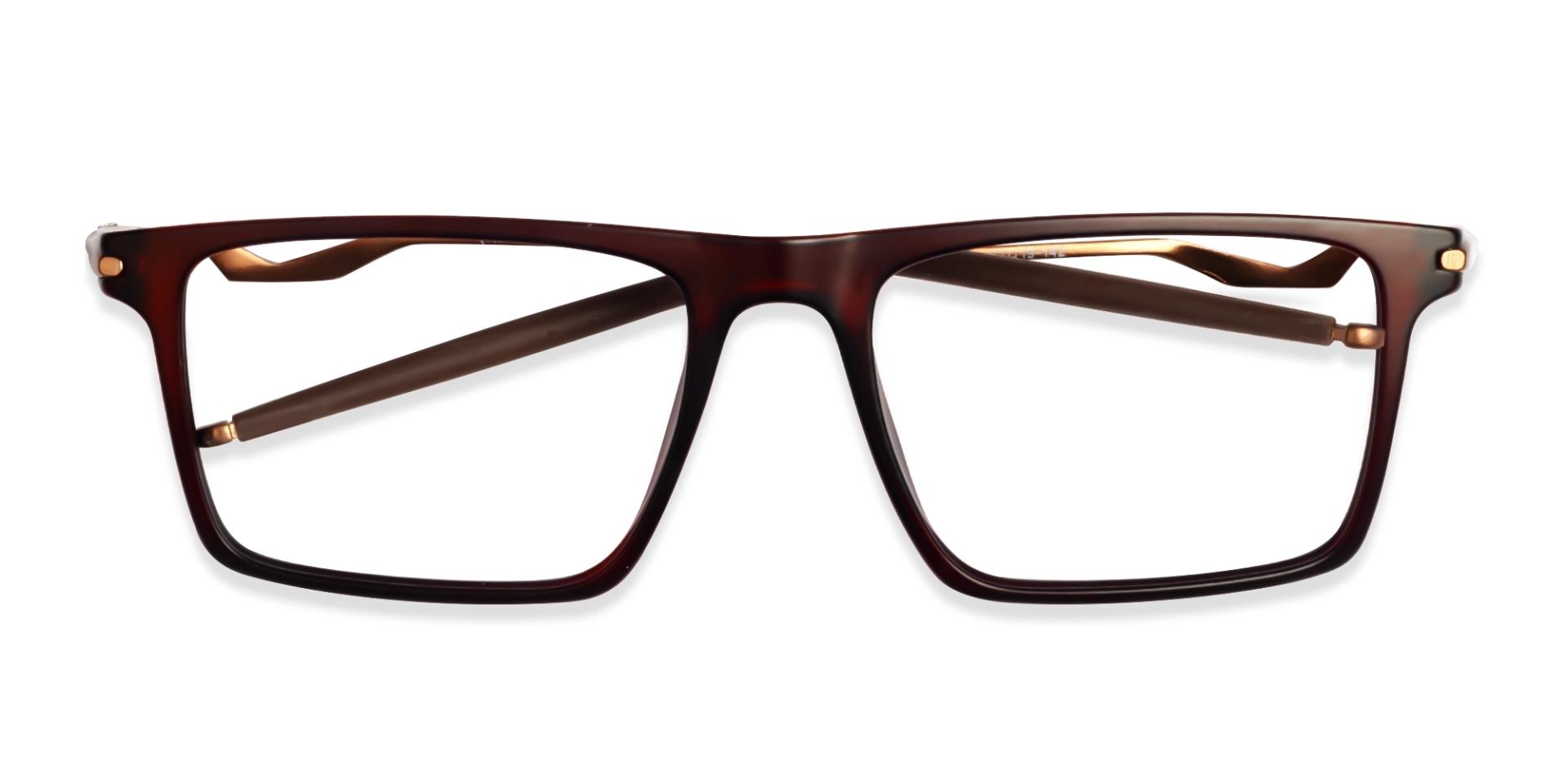 Translucent Brown Rectangular Flattop Glasses-6