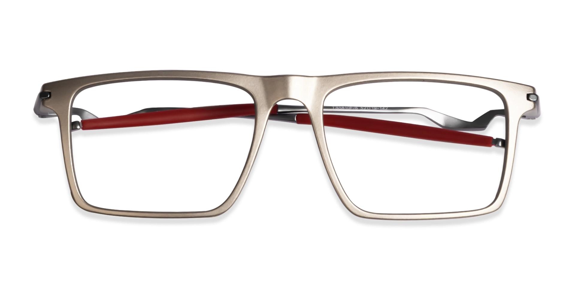 Pale Silver Flattop Rectangular Glasses-6