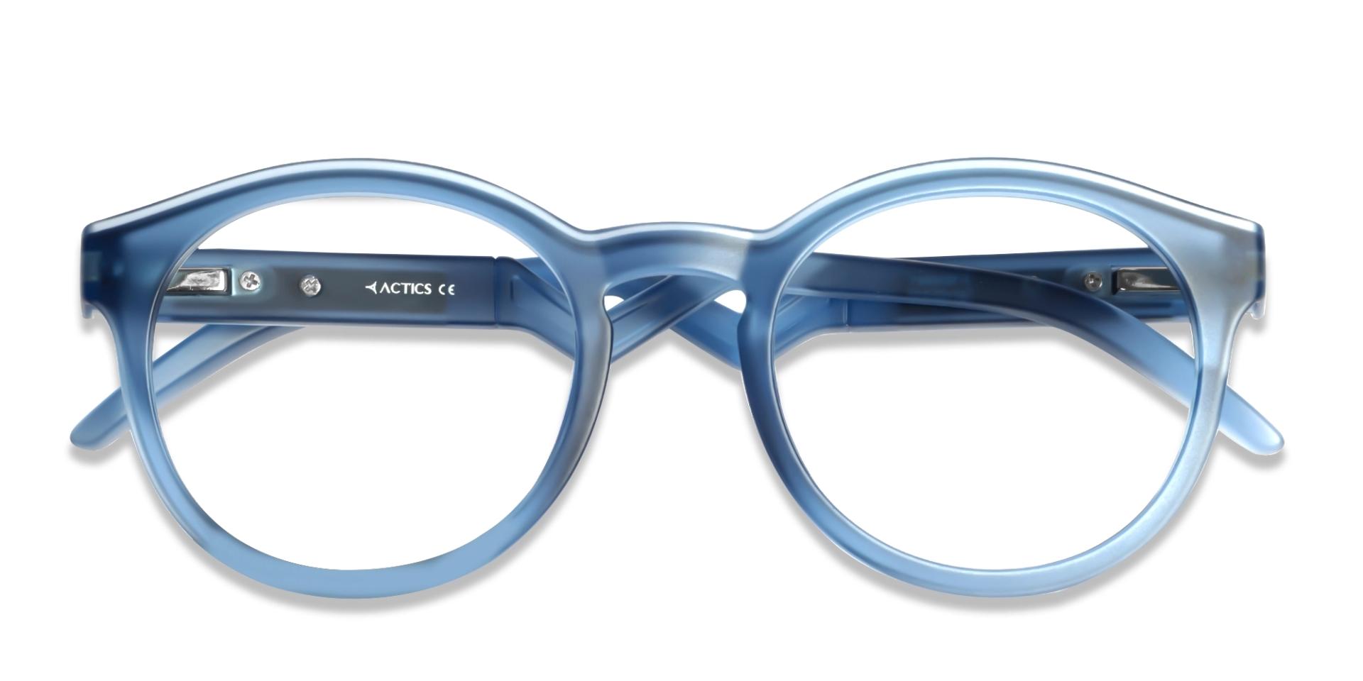 Sports Translucent Steel Blue Round Fullrim Glasses-6