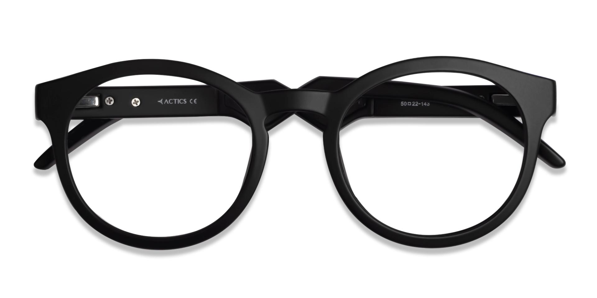 Large Black Sports Round Fullrim Glasses-6