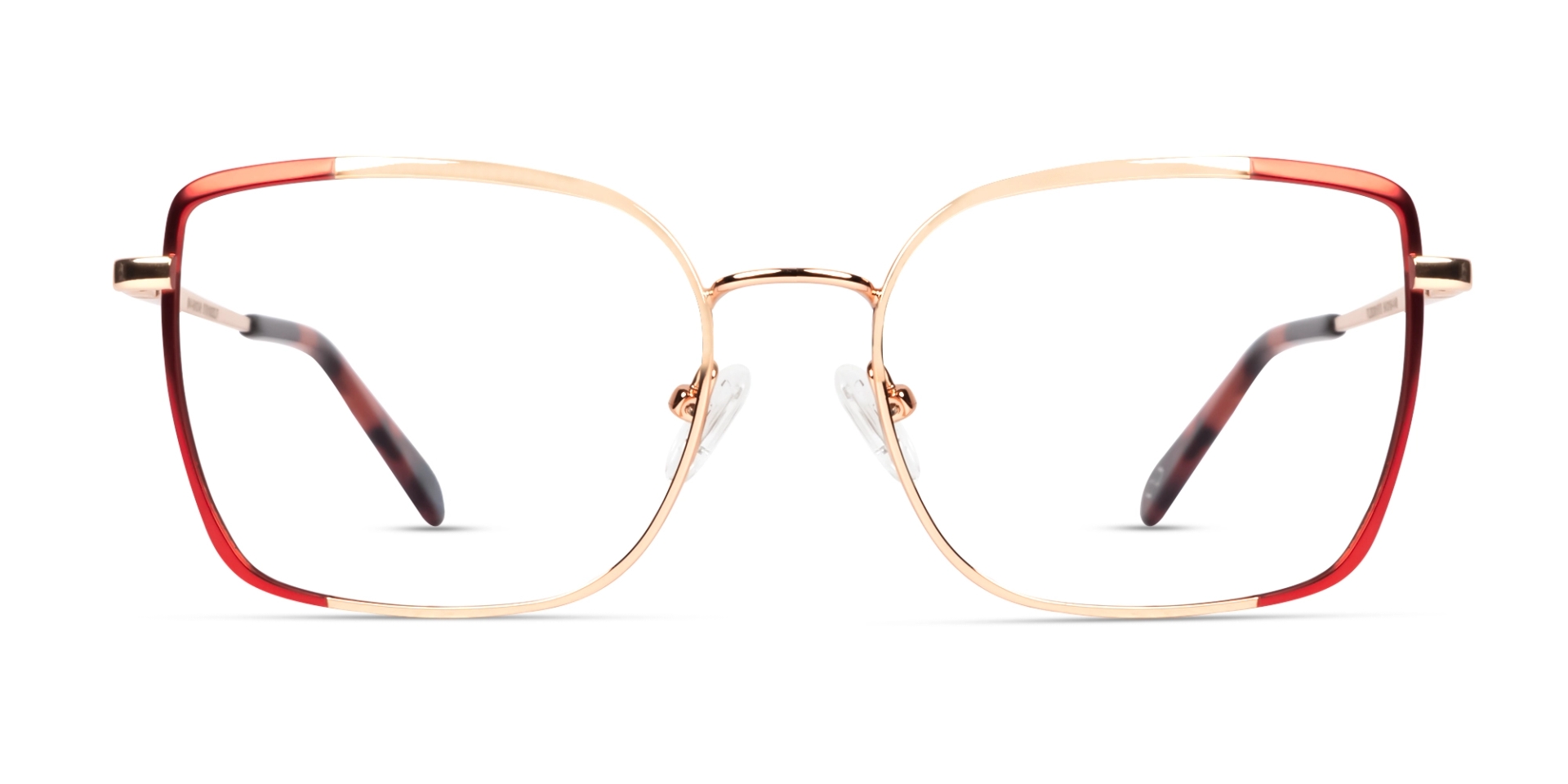 Champagne Gold & Red Metal Cat-eye Glasses