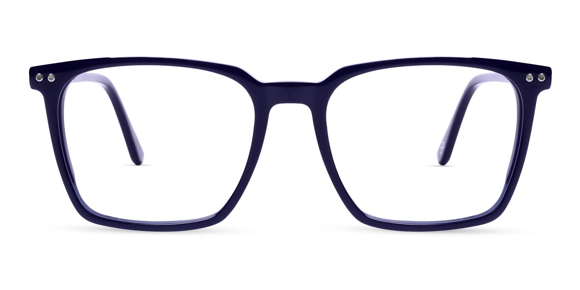 Square Dark Blue Clip-On Glasses – Magnetic Green & Yellow Lenses