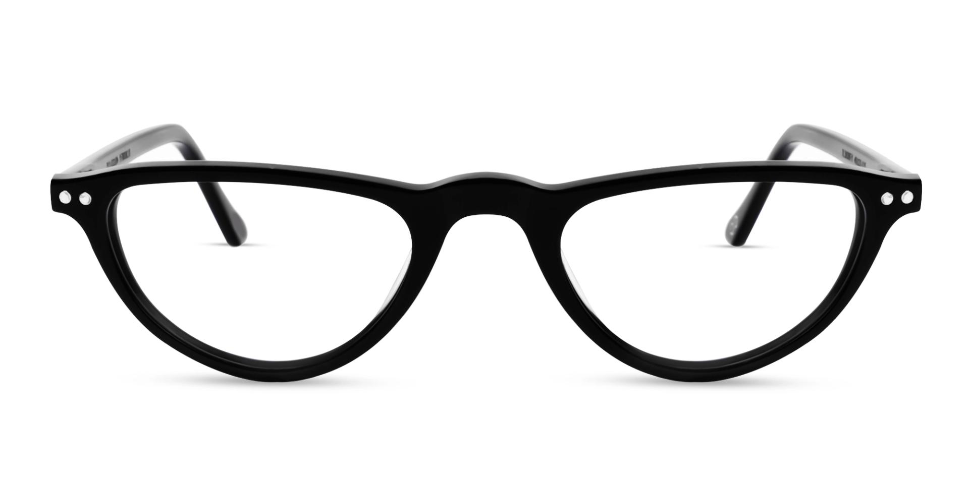 Black Cateye Clip-On Glasses - Yellow & Dark Grey Lenses