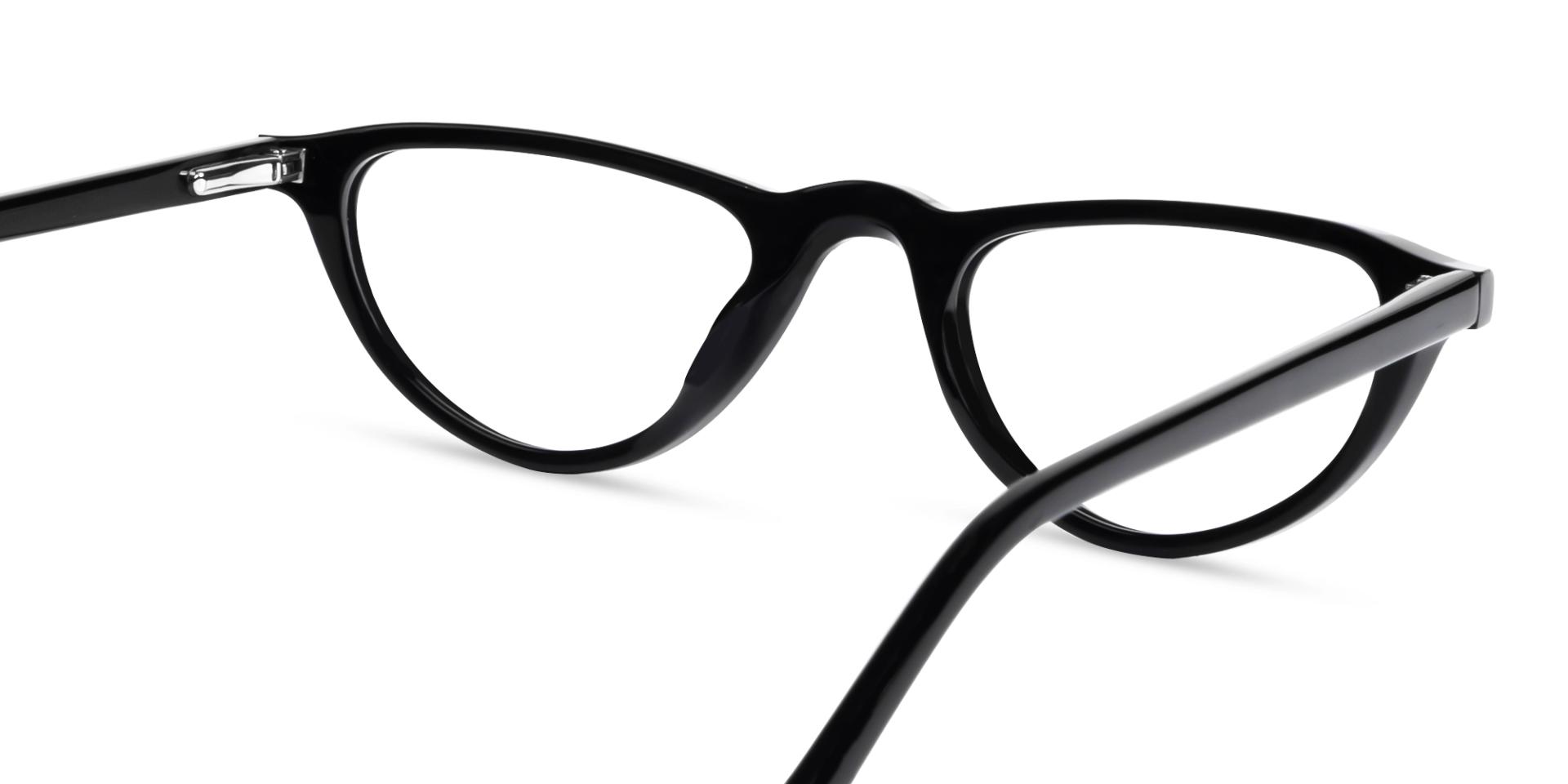 Black Cateye Clip-On Glasses - Yellow & Dark Grey Lenses