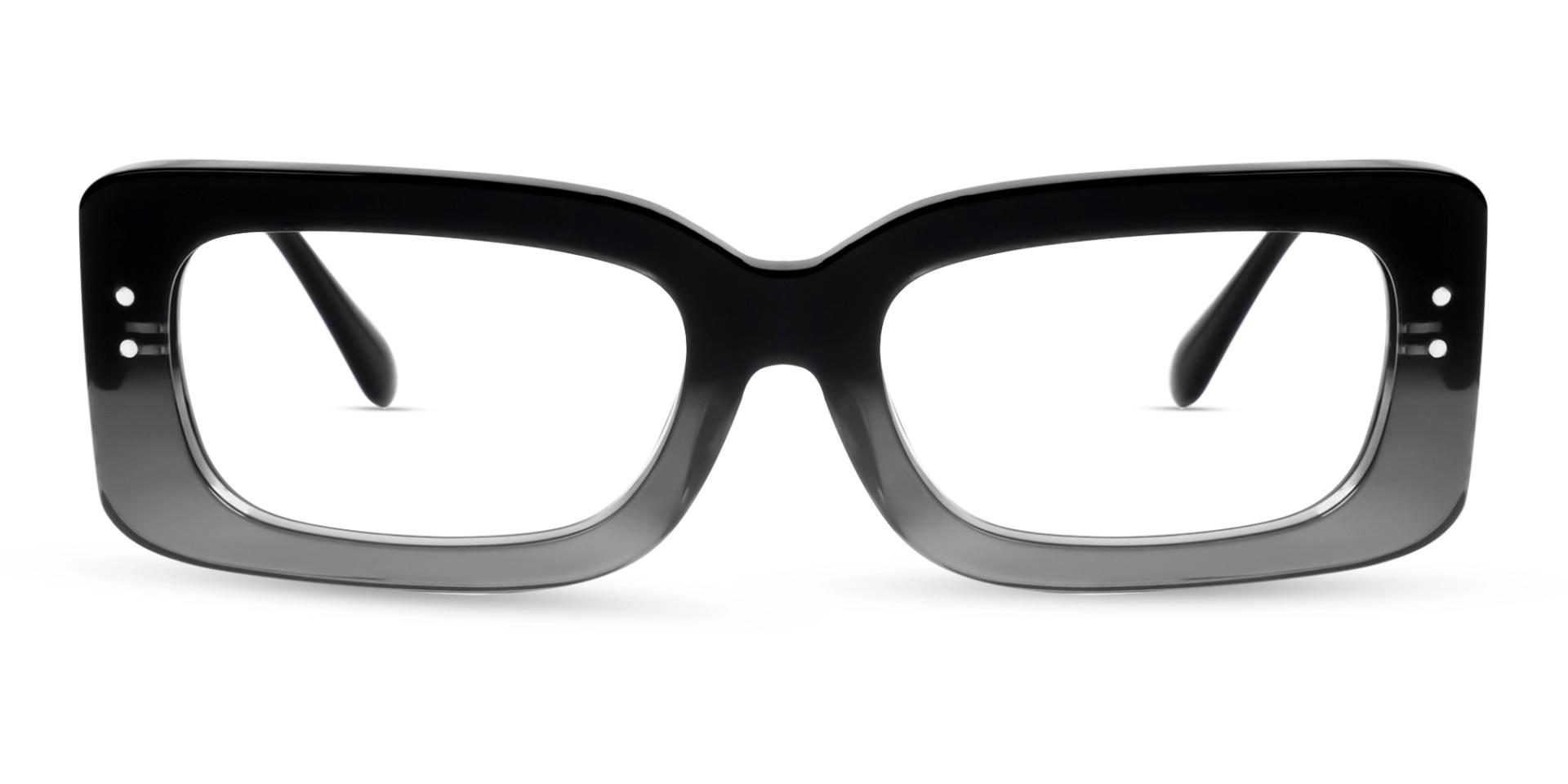 Large Black Ombre Clip-On Yellow & Green Glasses