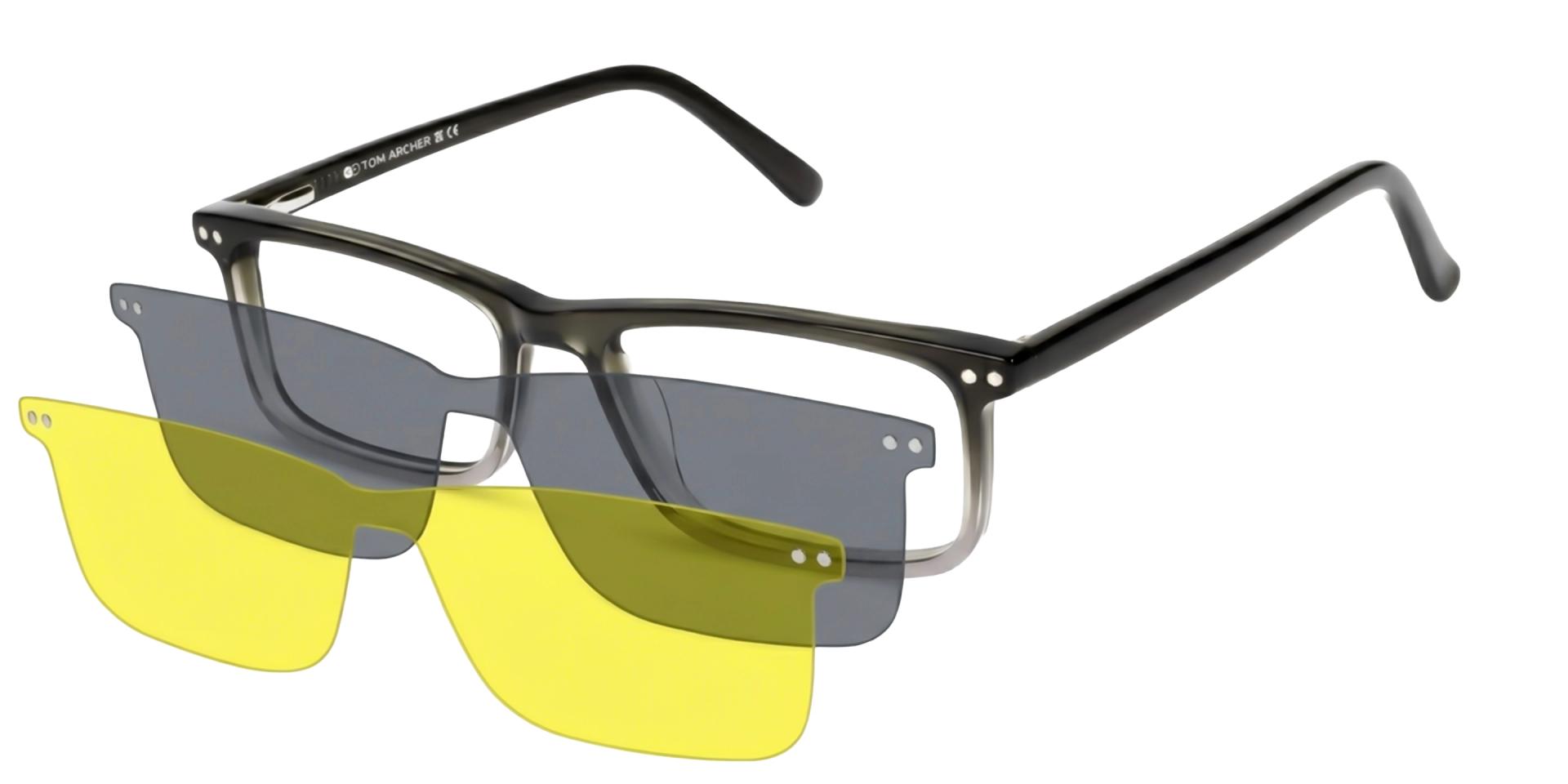 Crystal Grey Ombre Rectangle Clip-On Glasses