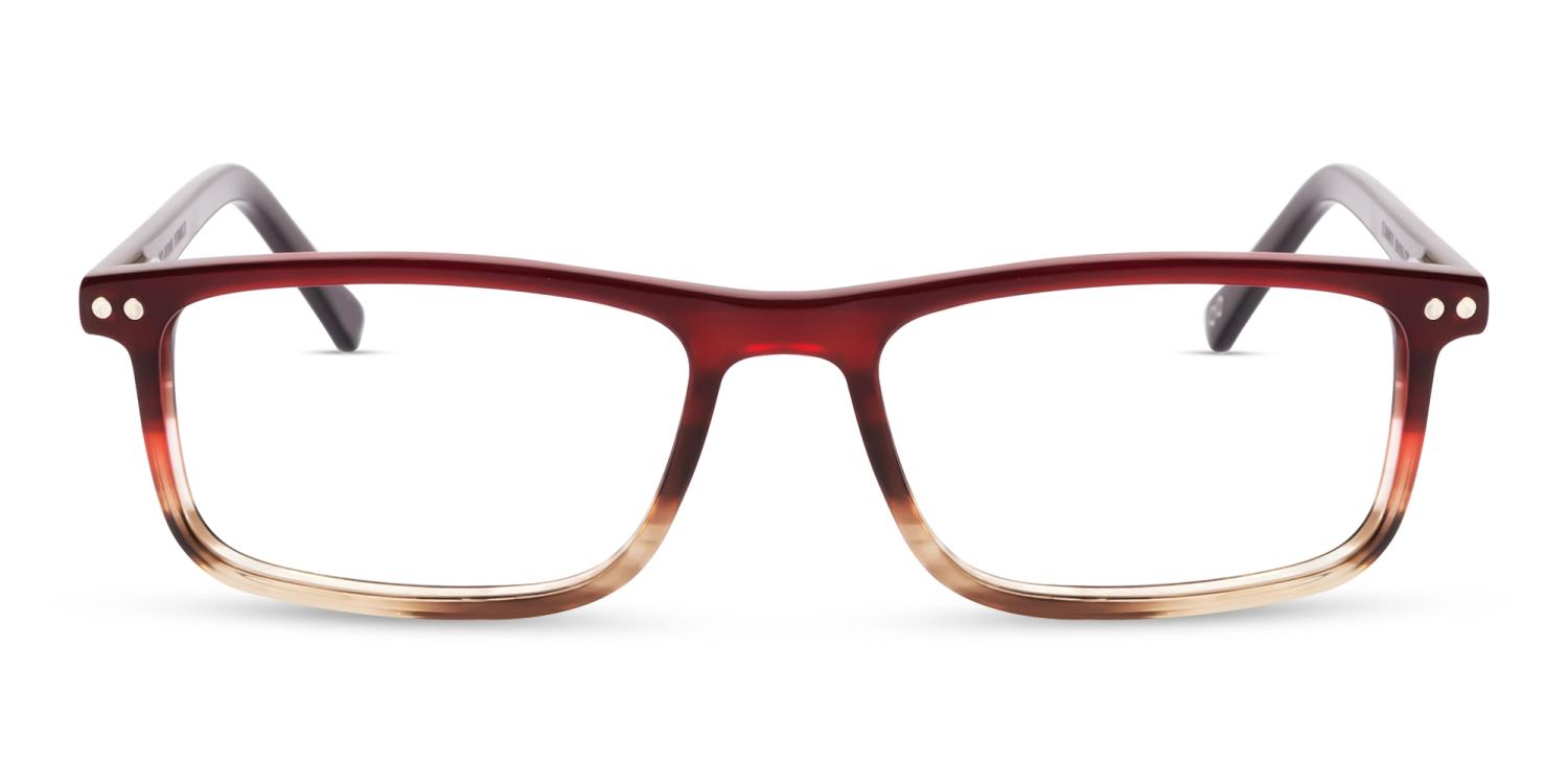 Red & Brown Ombre Clip-On Glasses with Yellow & Grey Lenses