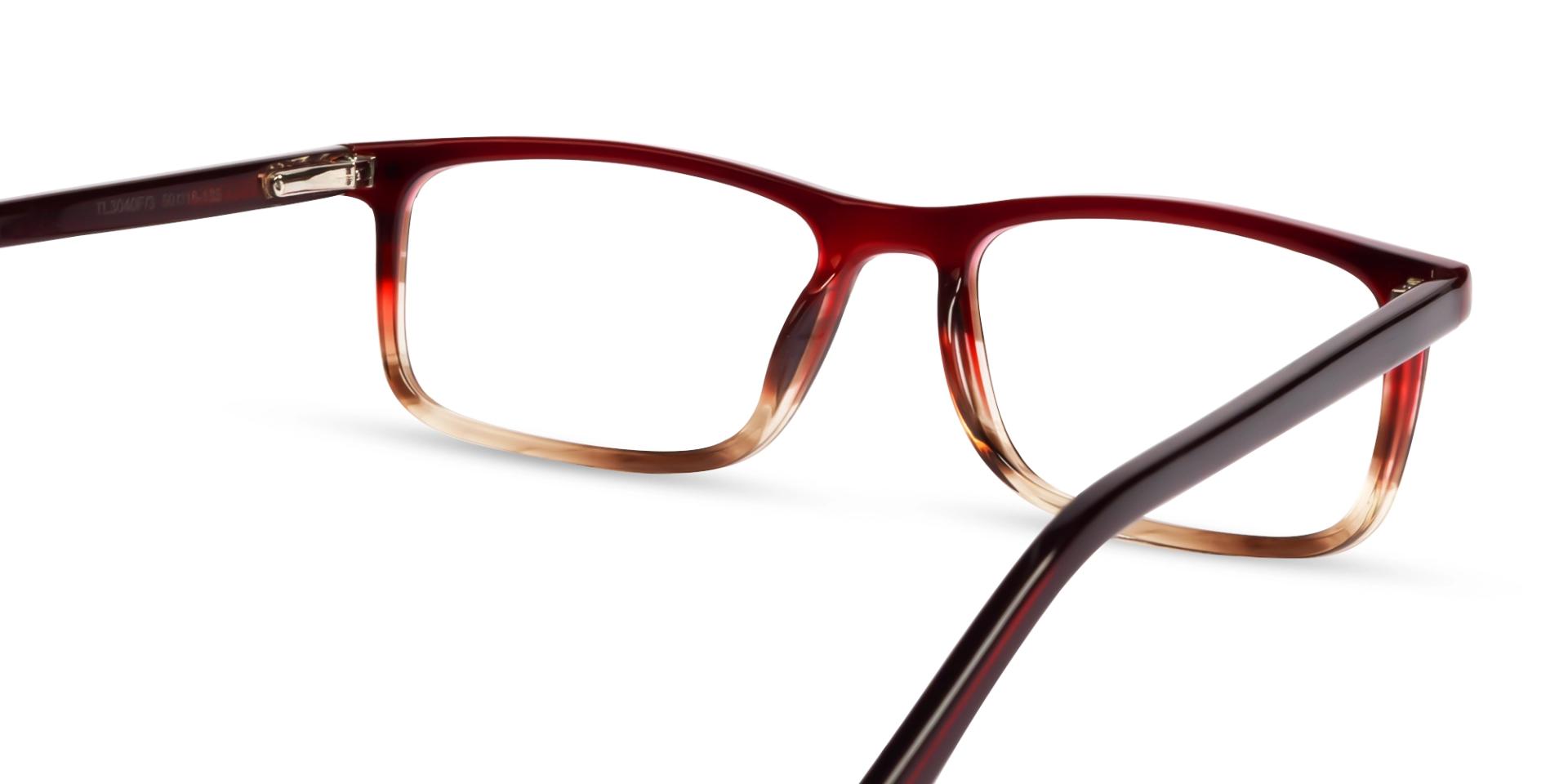Red & Brown Ombre Clip-On Glasses with Yellow & Grey Lenses