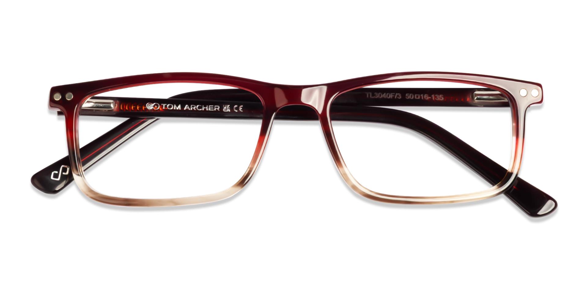 Red & Brown Ombre Clip-On Glasses with Yellow & Grey Lenses