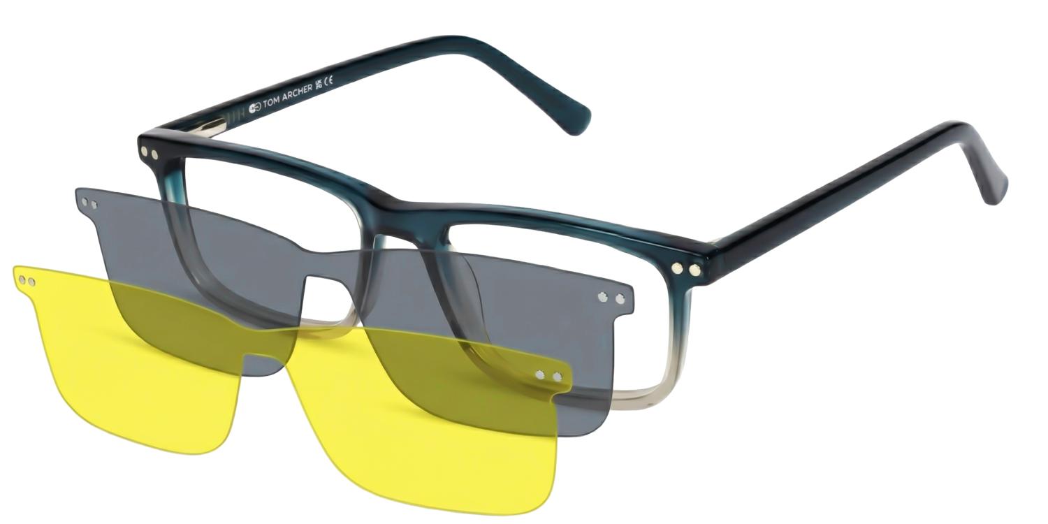 Magnetic Clip-On Prescription Glasses – Green & Yellow