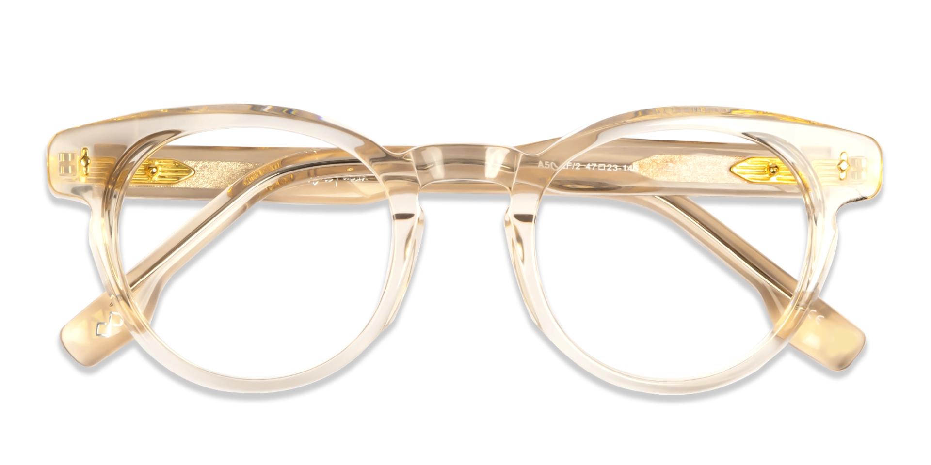 Crystal Gold Round Keyhole Bridge Glasses