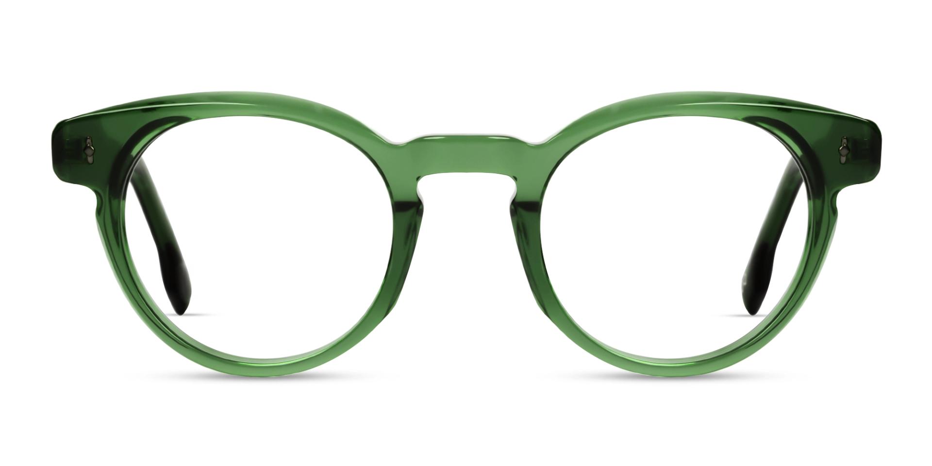 Crystal Green Round Keyhole Bridge Glasses