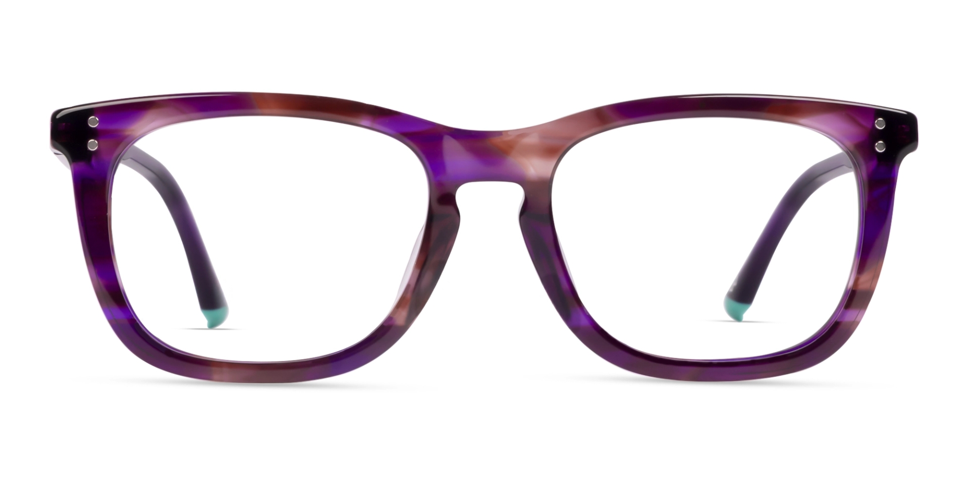 Rectangular Purple Marble Keyhole Bridge Glasses