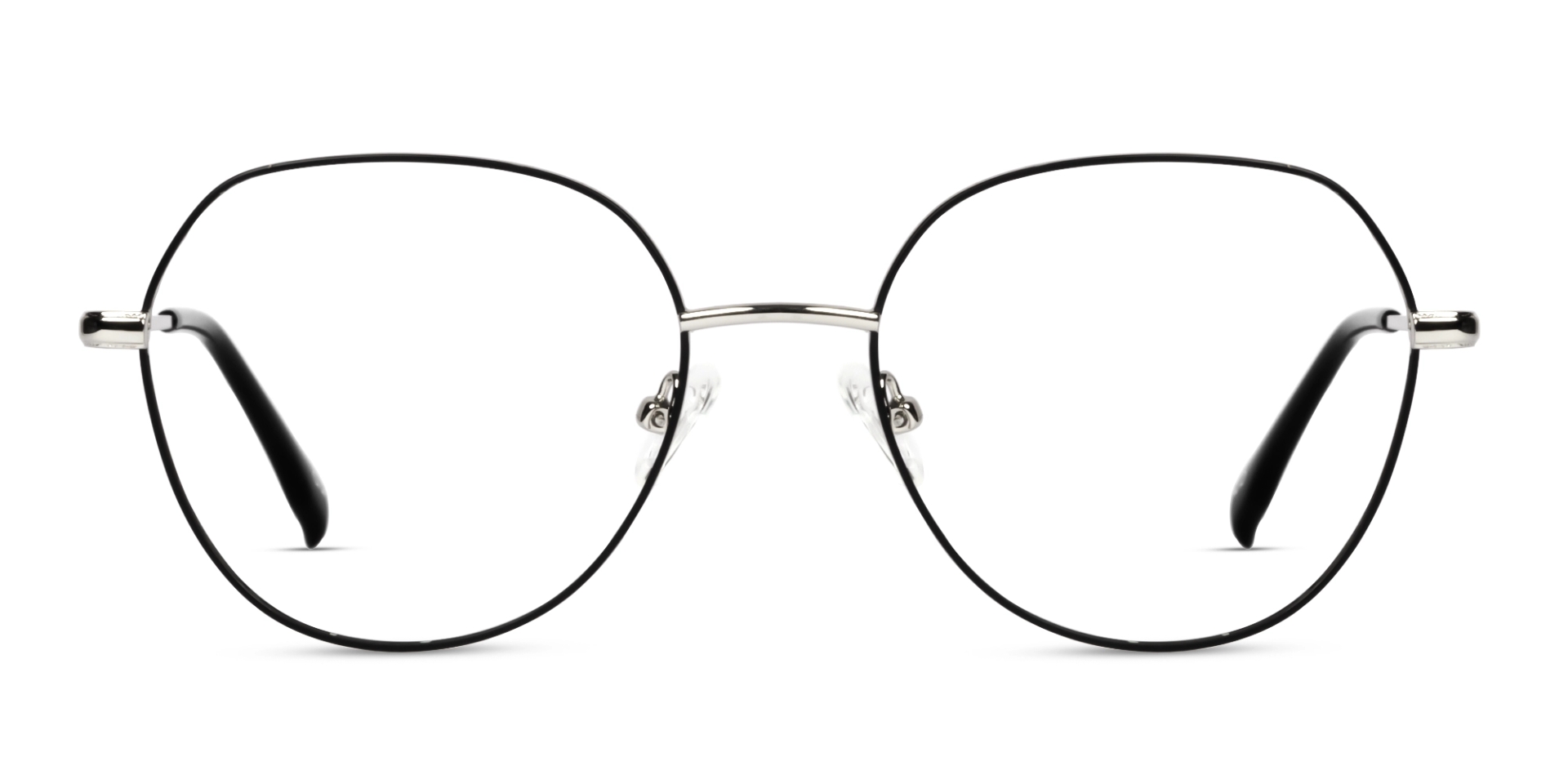 Matte Black & Silver Geometric Round Glasses Matte Black & Silver Geometric Round Glasses