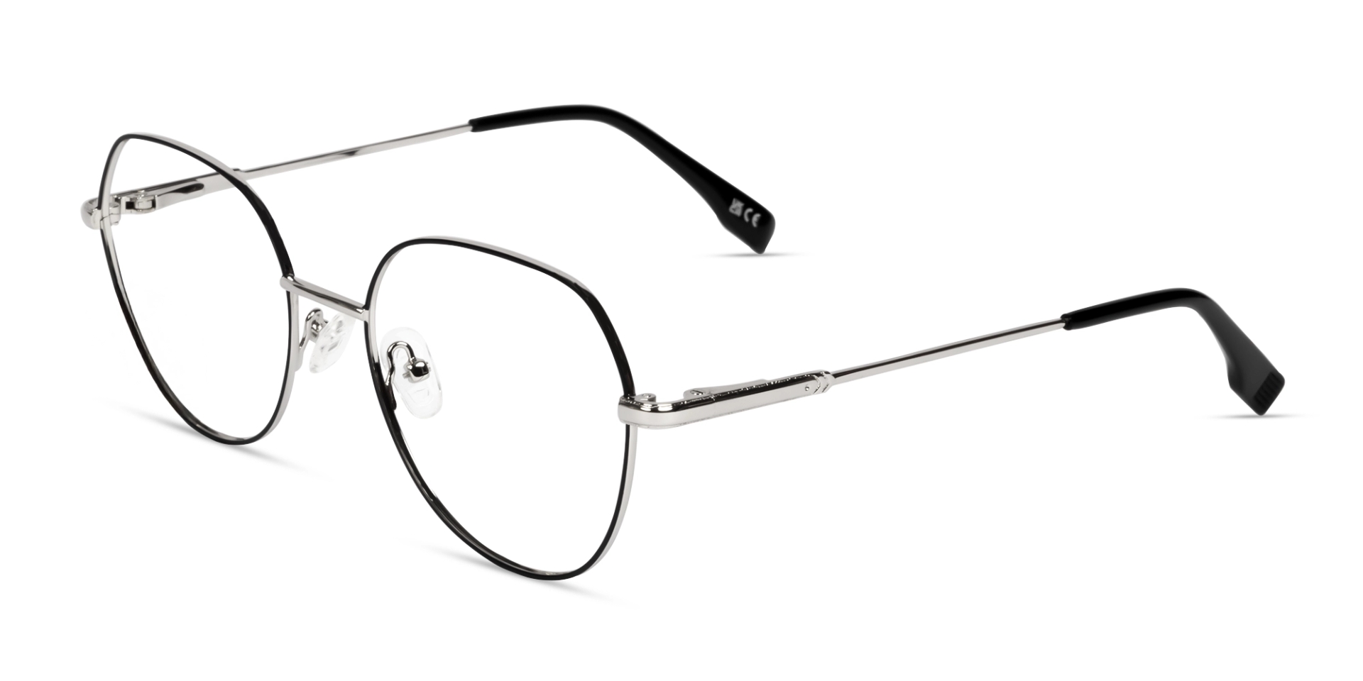 Matte Black & Silver Geometric Round Glasses Matte Black & Silver Geometric Round Glasses