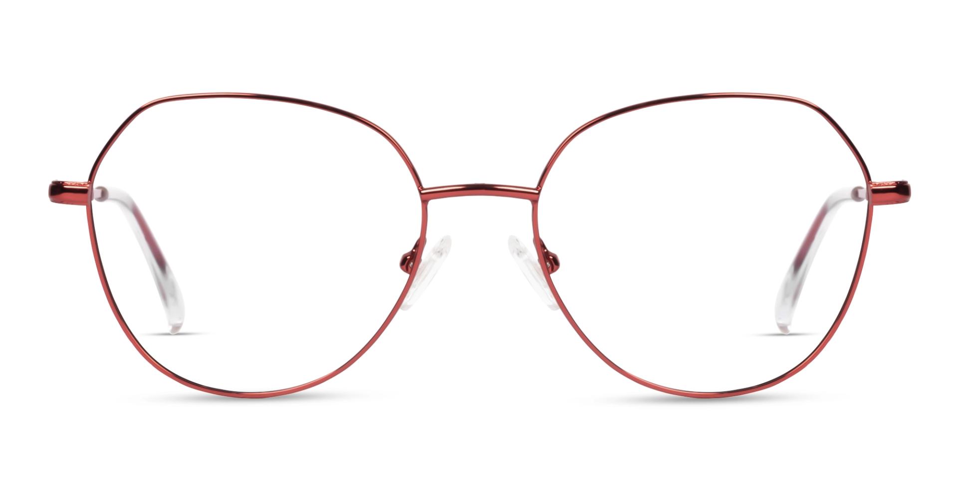 Red Geometric Round Fullrim Glasses