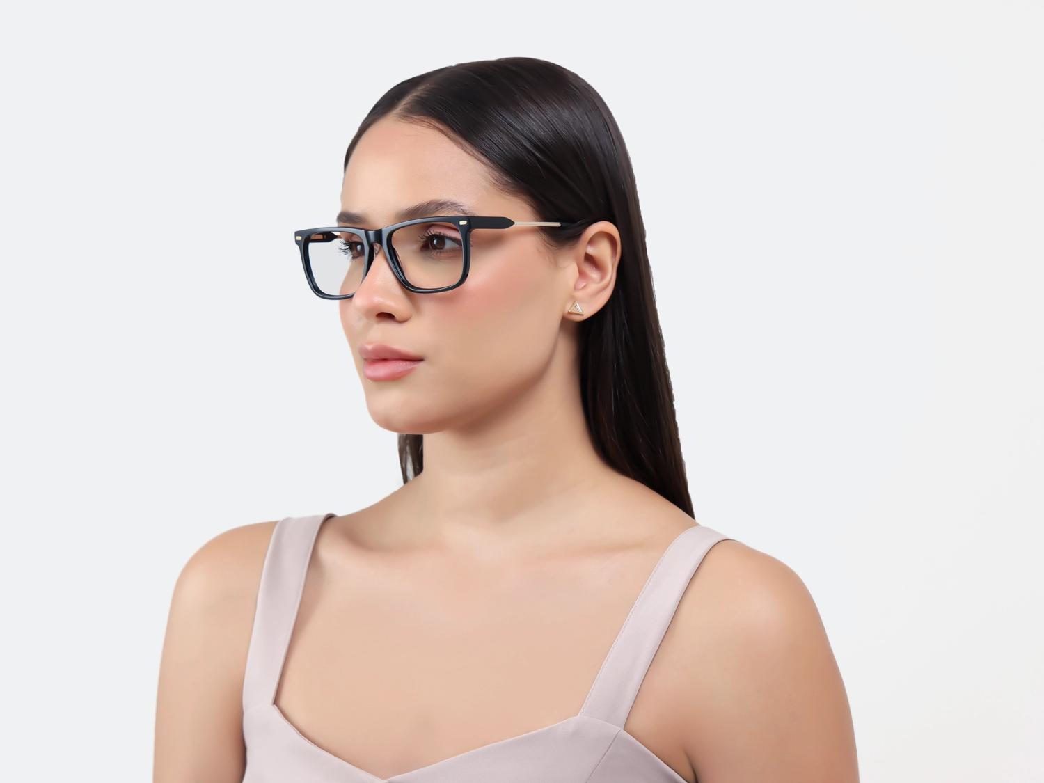 Black Rectangular Flat-top Full-Rim Glasses