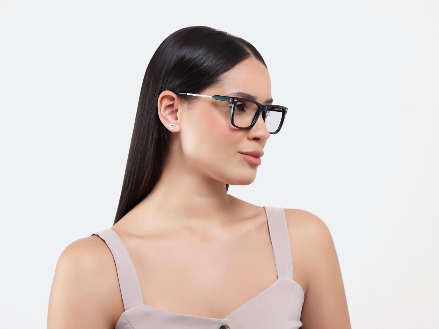 Black Rectangular Flat-top Full-Rim Glasses