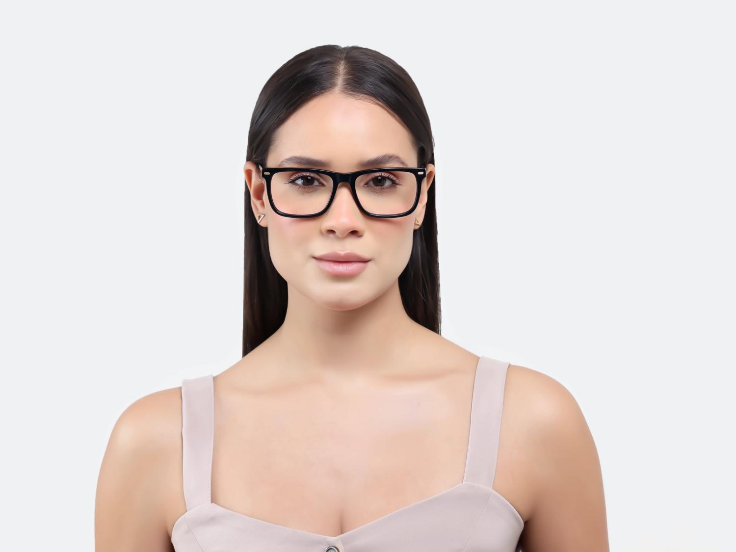 Black Rectangular Flat-top Full-Rim Glasses