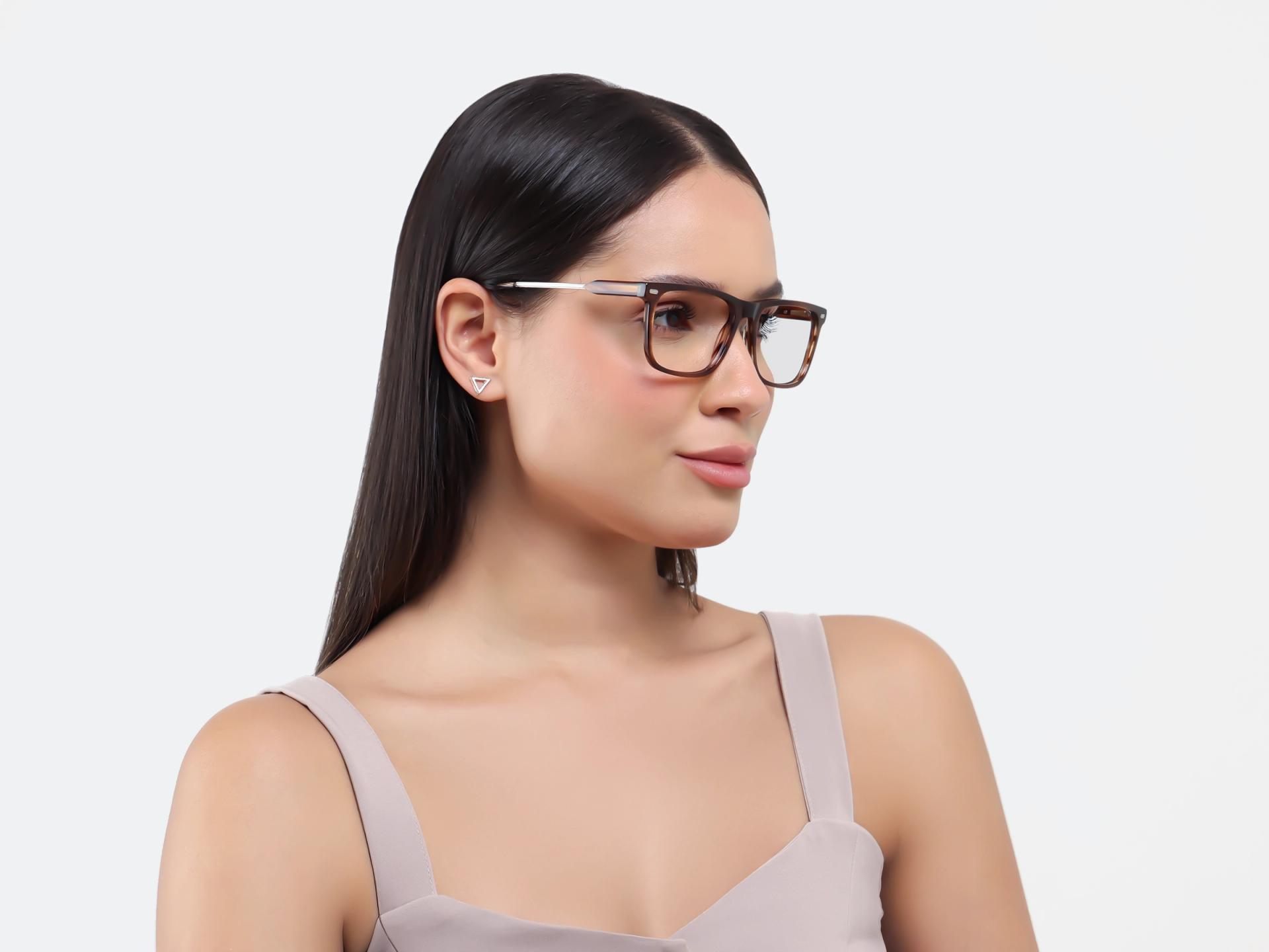 Textured Brown Rectangular Flat-top Glasses