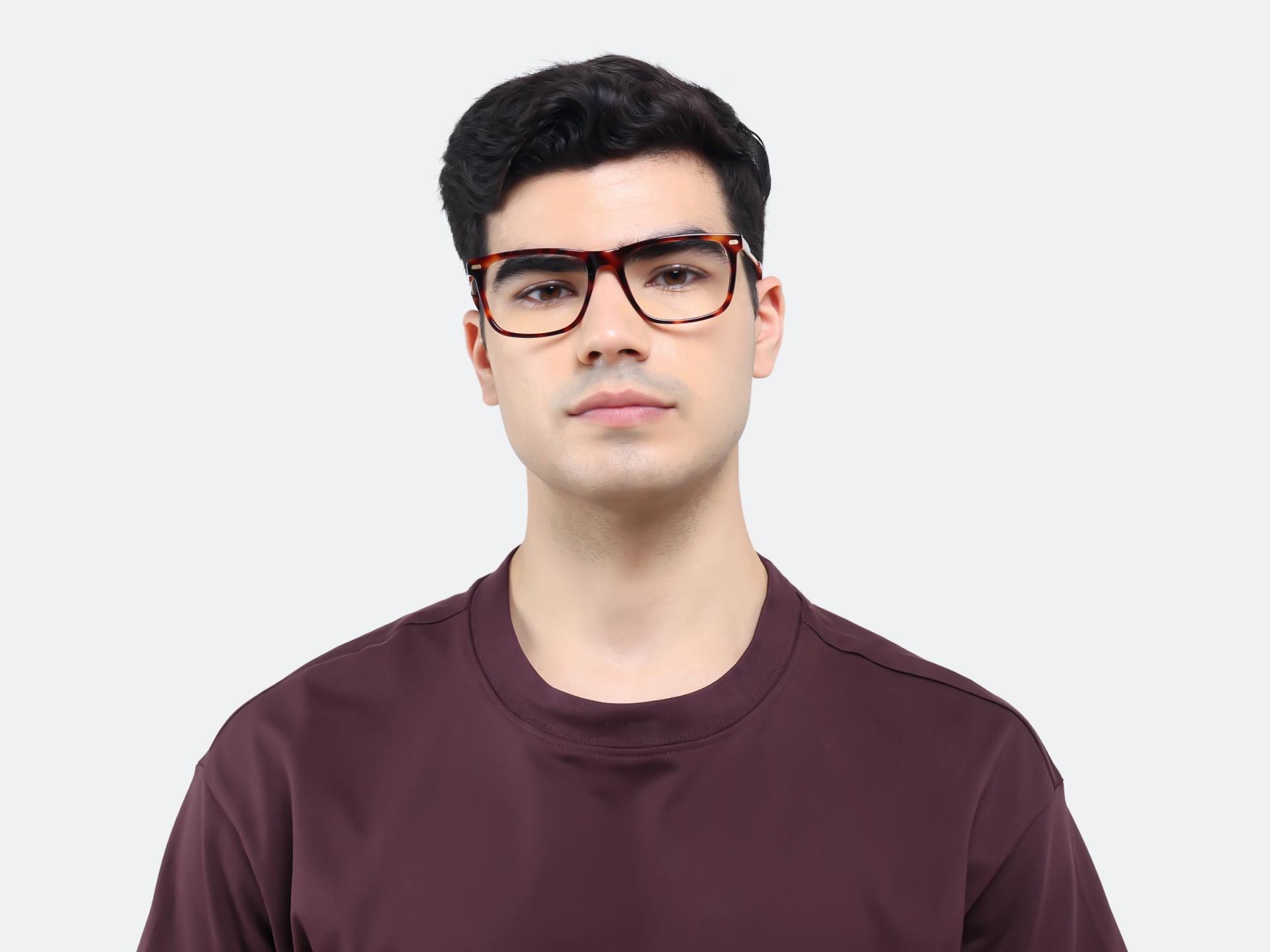 Tortoise Rectangular Flat-top Glasses
