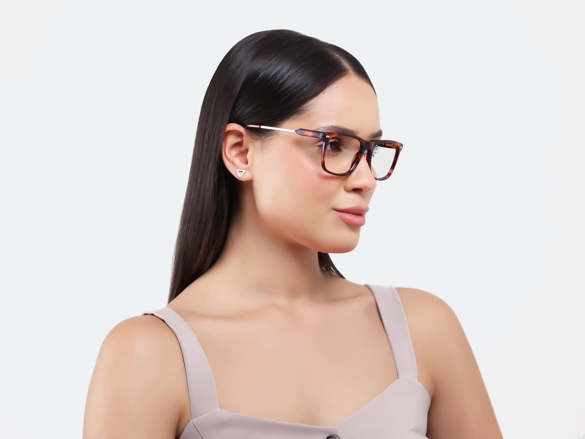 Tortoise Rectangular Flat-top Glasses