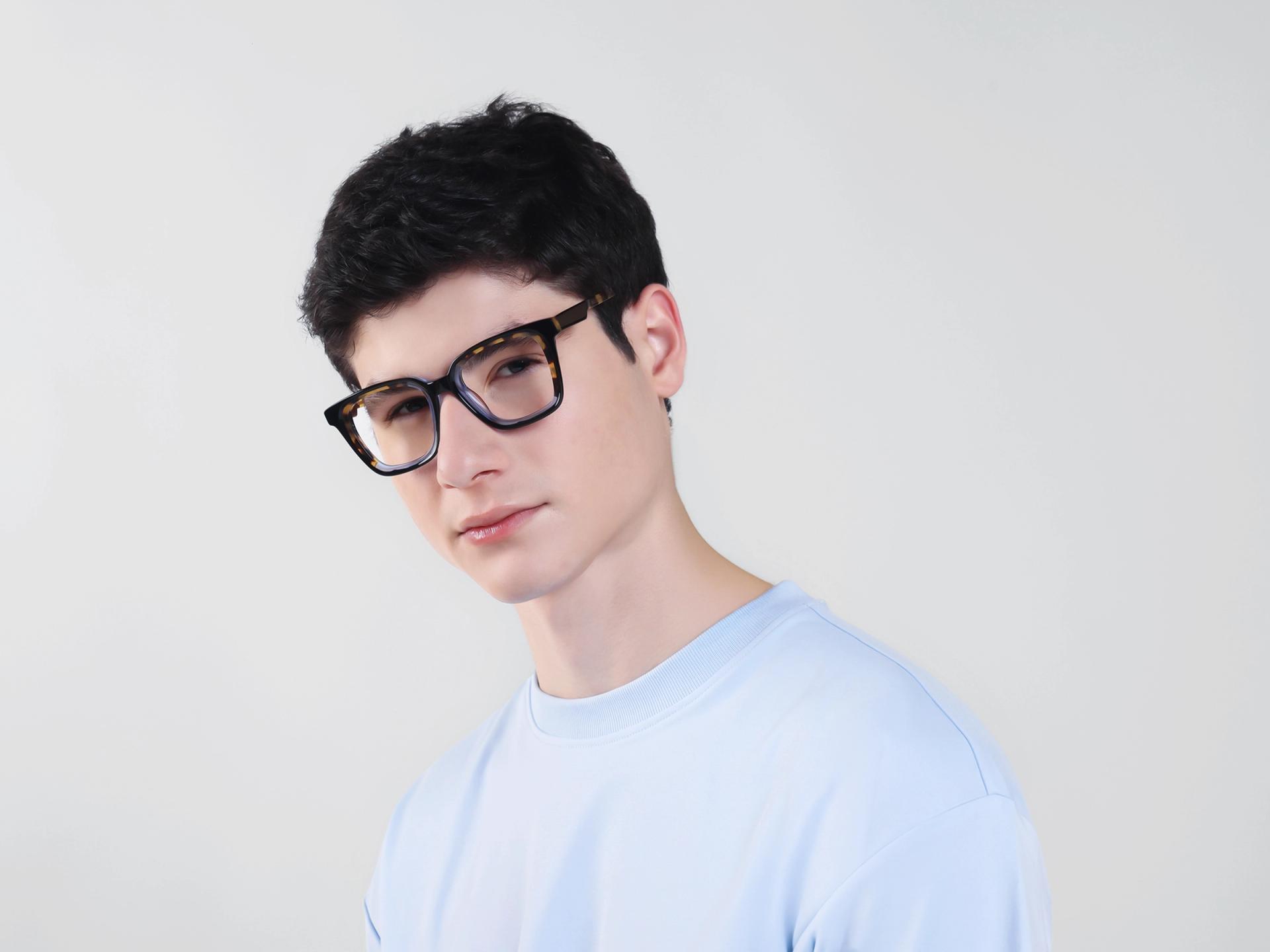 Black & Tortoise Square Fullrim Acetate Glasses