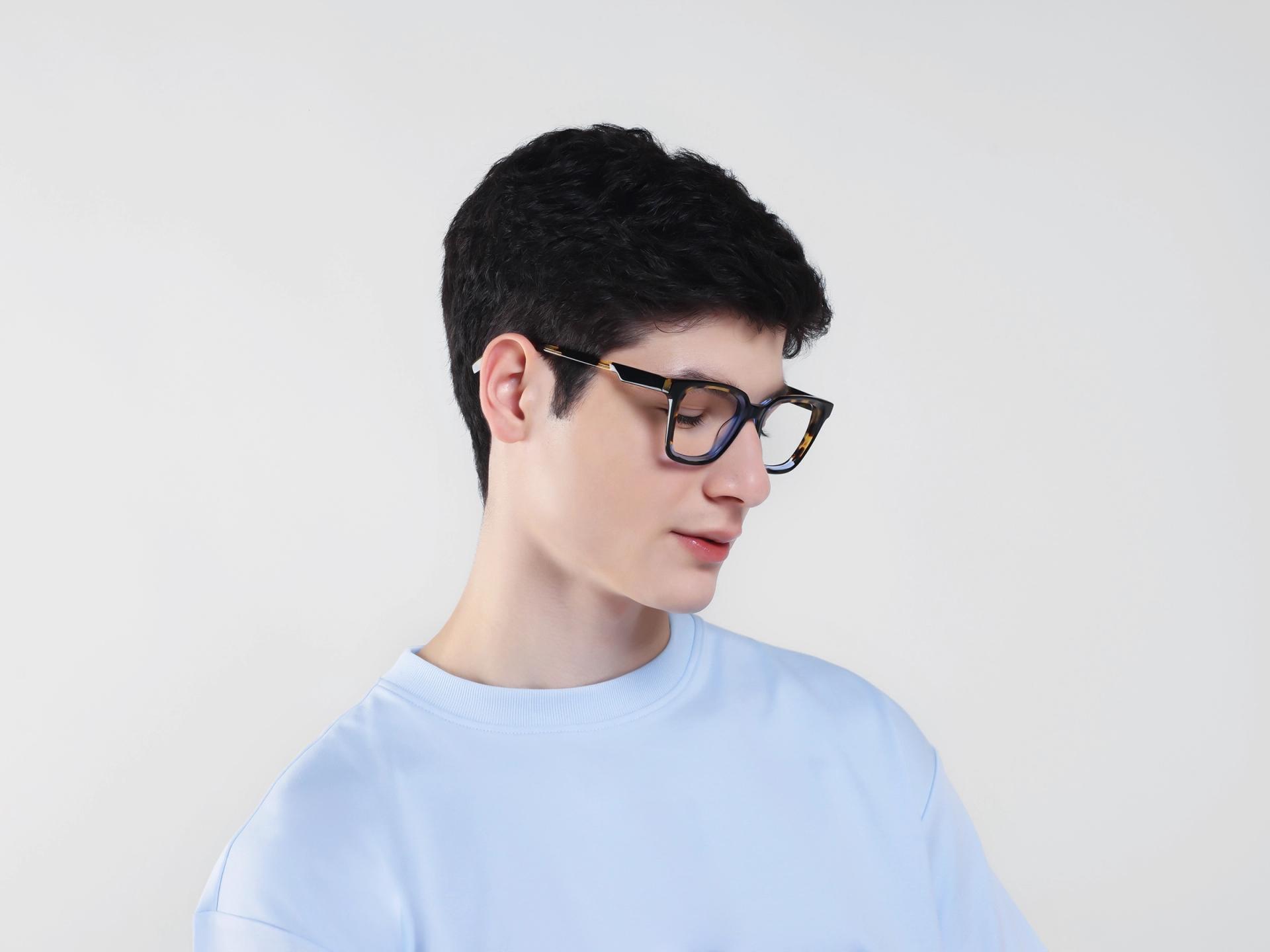 Black & Tortoise Square Fullrim Acetate Glasses