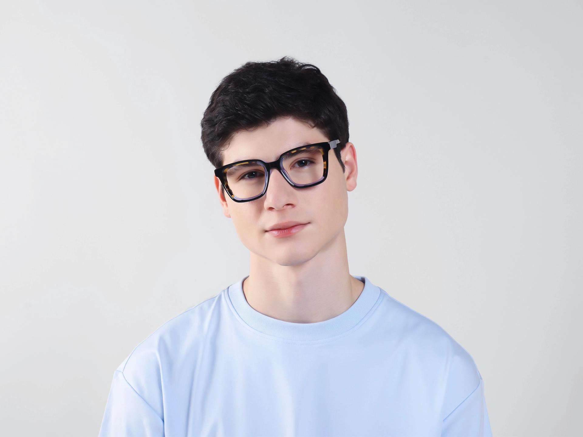 Black & Tortoise Square Fullrim Acetate Glasses