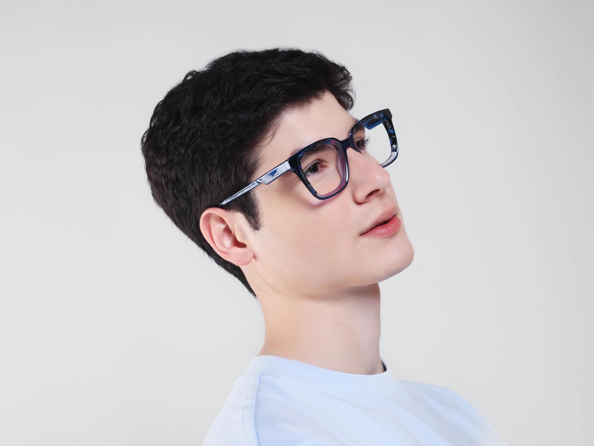 Crystal Blue Square Fullrim Acetate Glasses