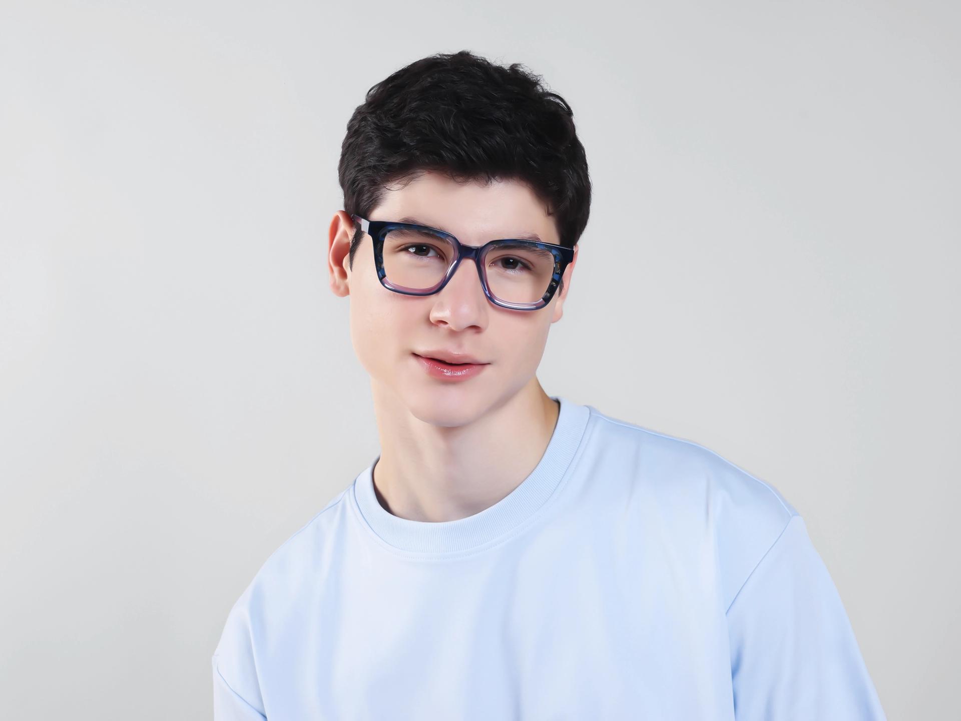 Crystal Blue Square Fullrim Acetate Glasses
