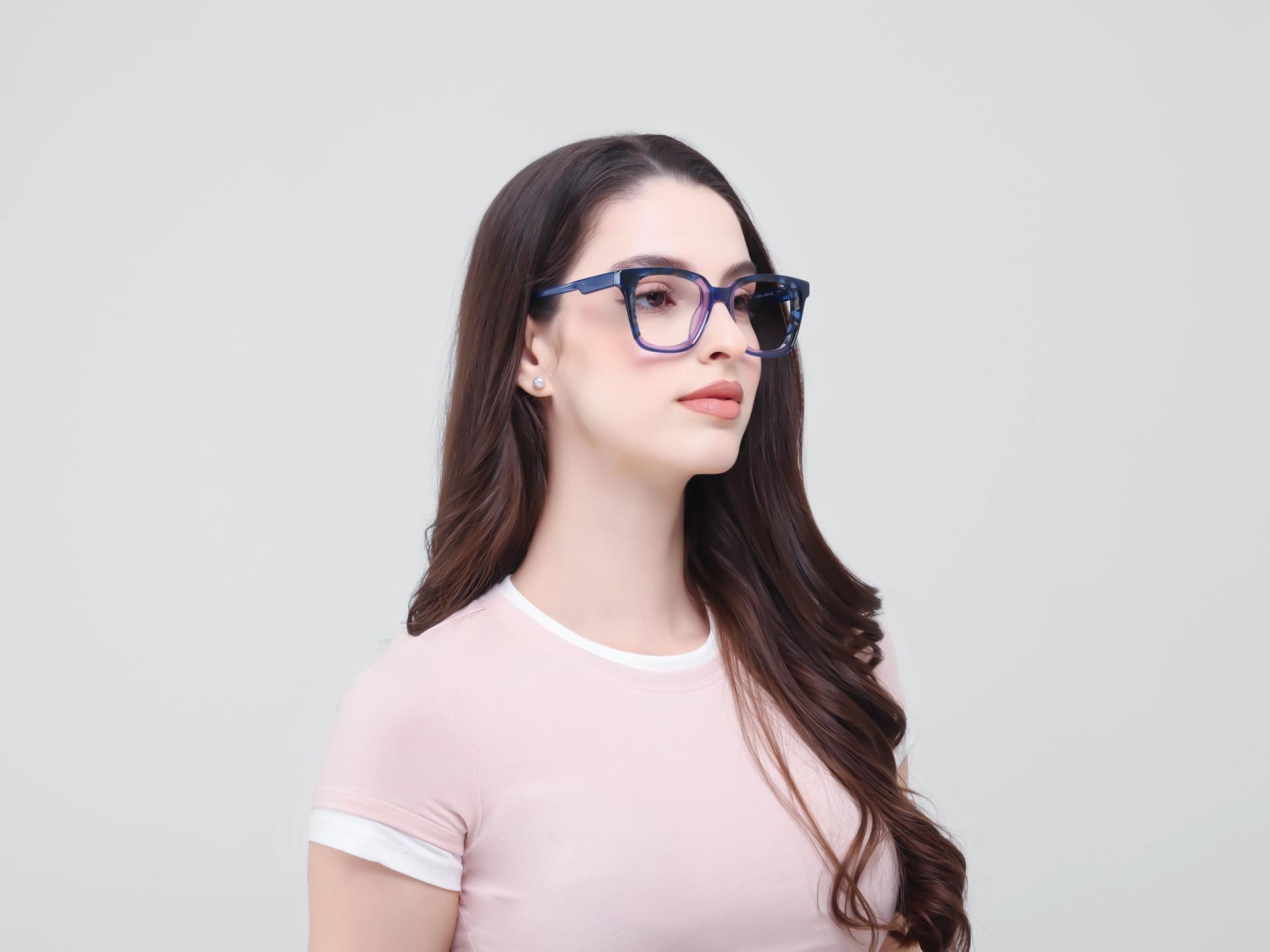 Crystal Blue Square Fullrim Acetate Glasses