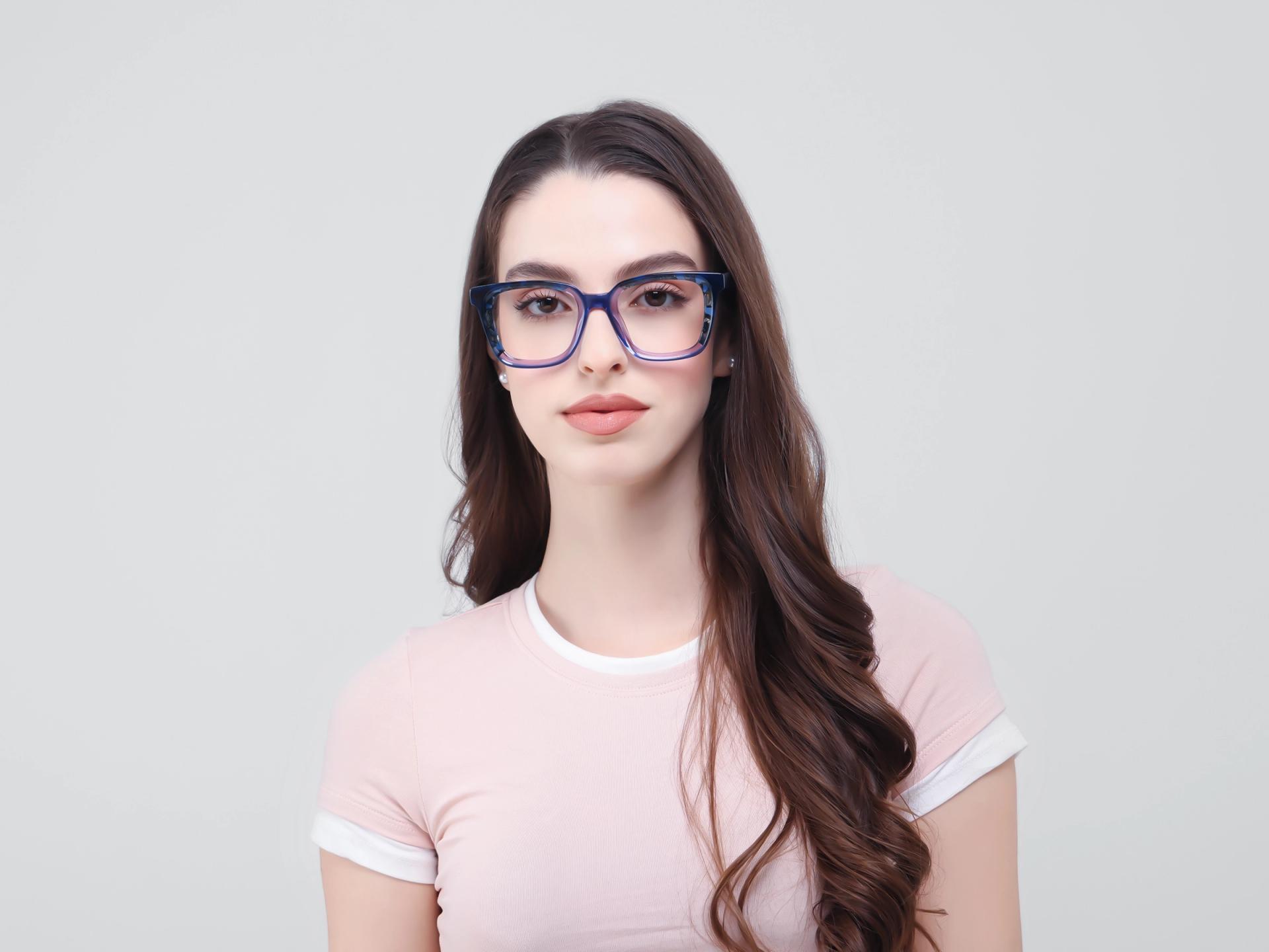 Crystal Blue Square Fullrim Acetate Glasses