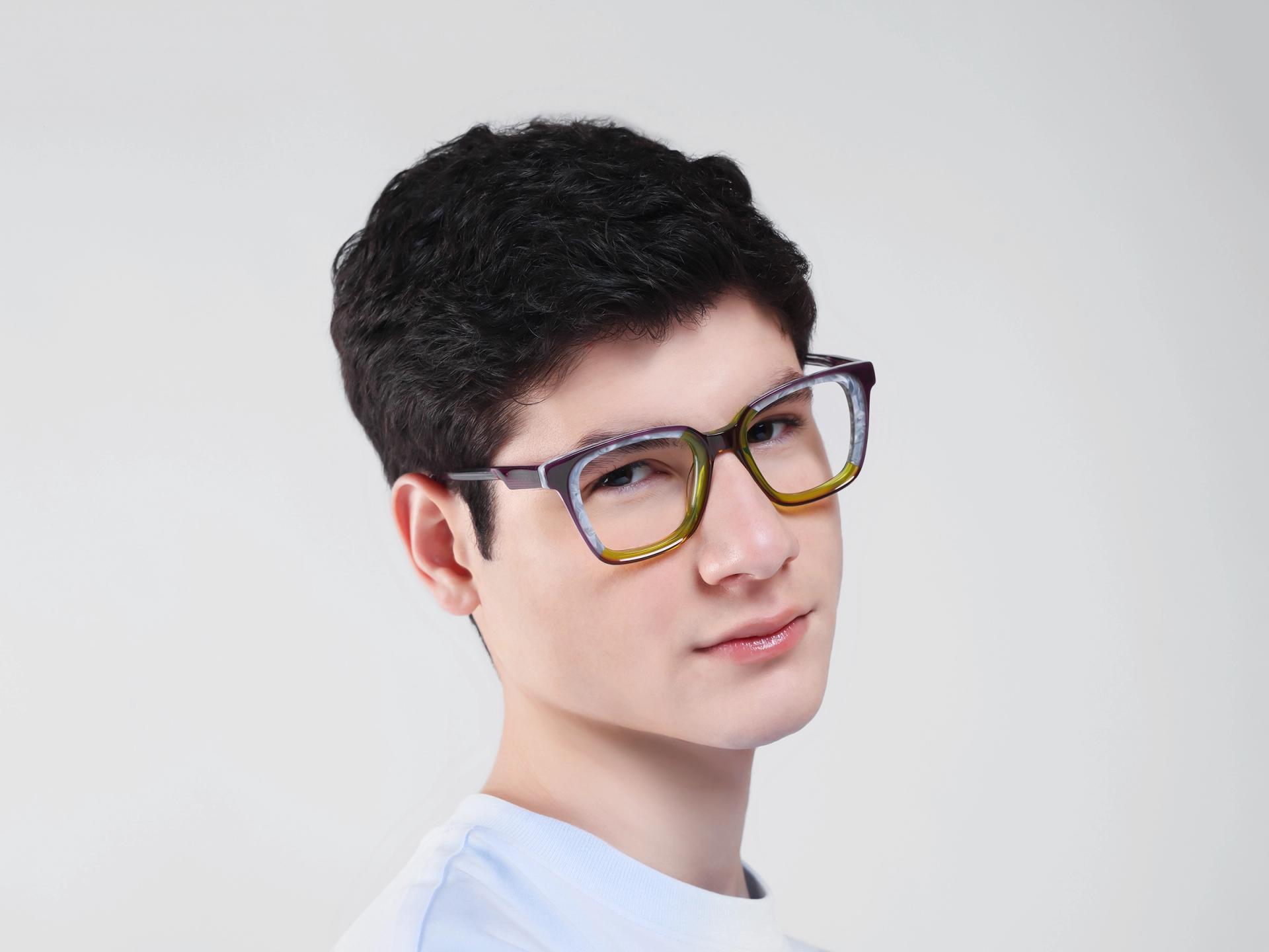 Purple & Green Square Fullrim Acetate Glasses