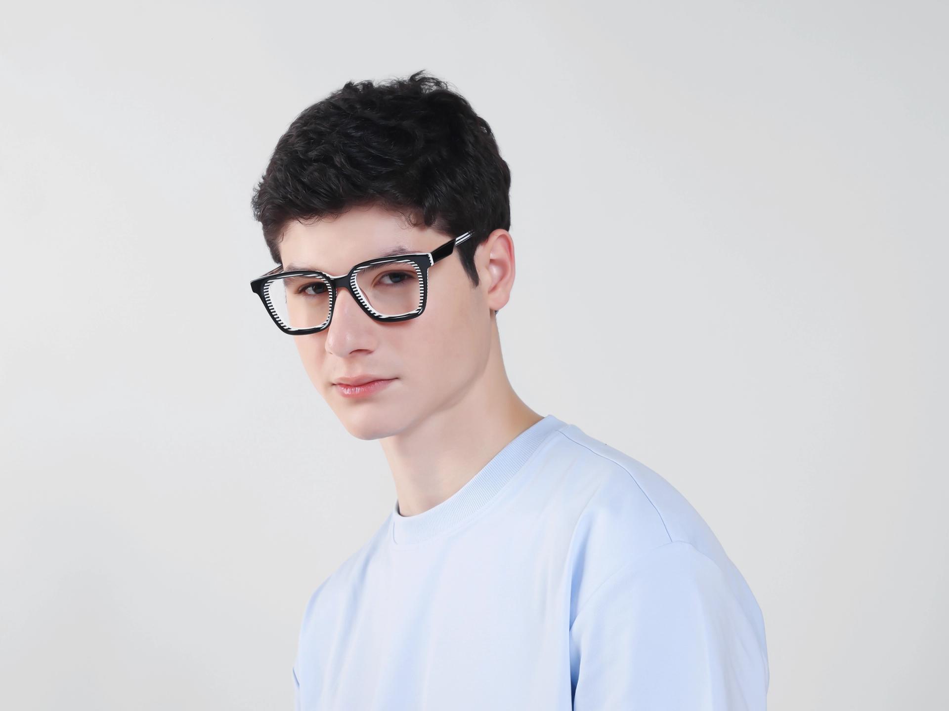 Zebra Black Square Fullrim Acetate Glasses