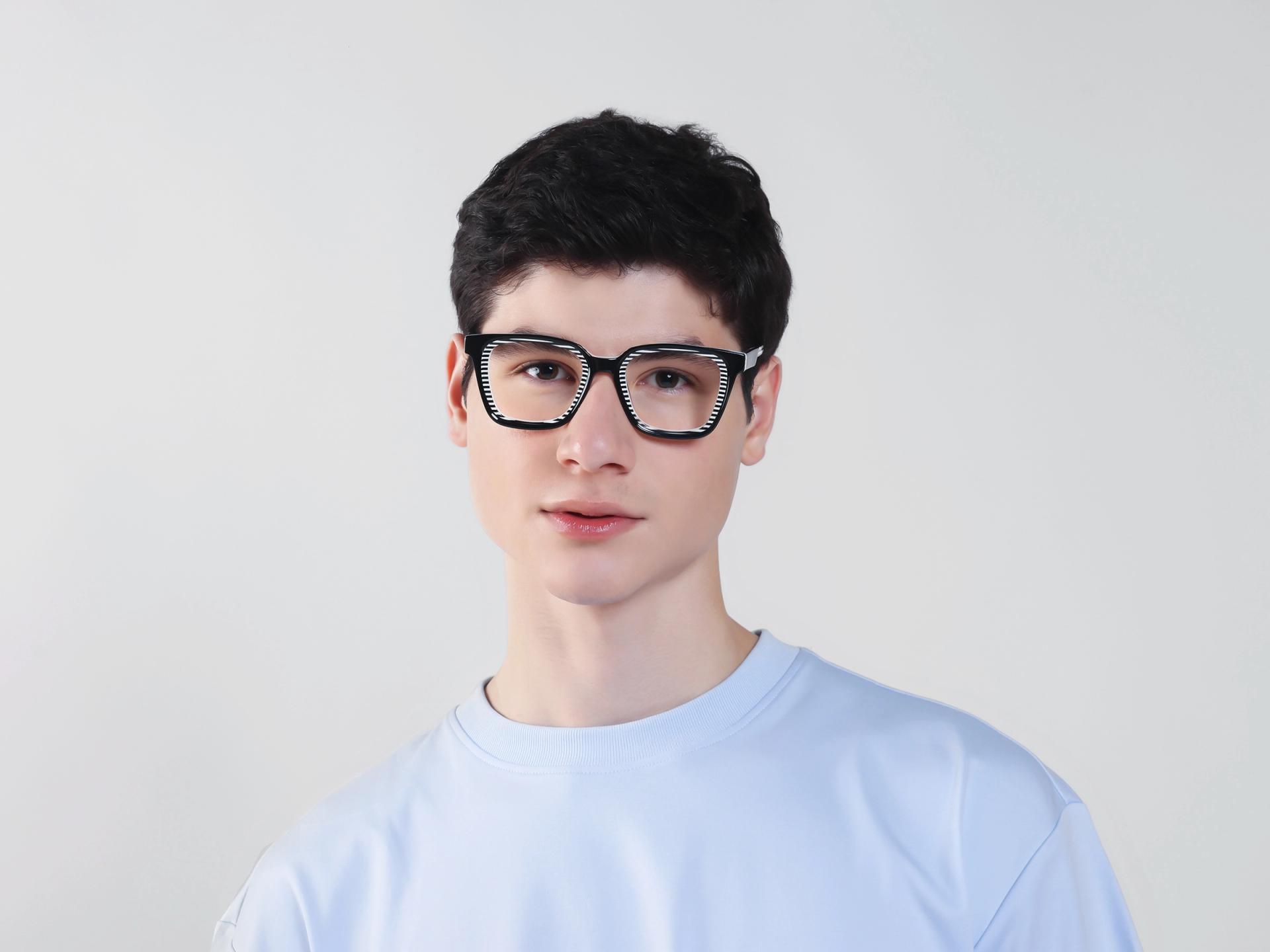 Zebra Black Square Fullrim Acetate Glasses