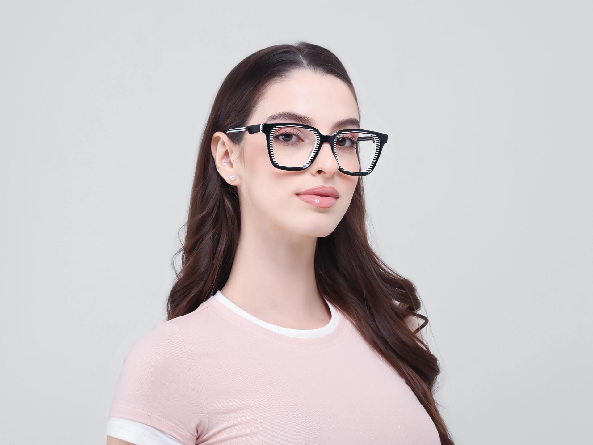 Zebra Black Square Fullrim Acetate Glasses