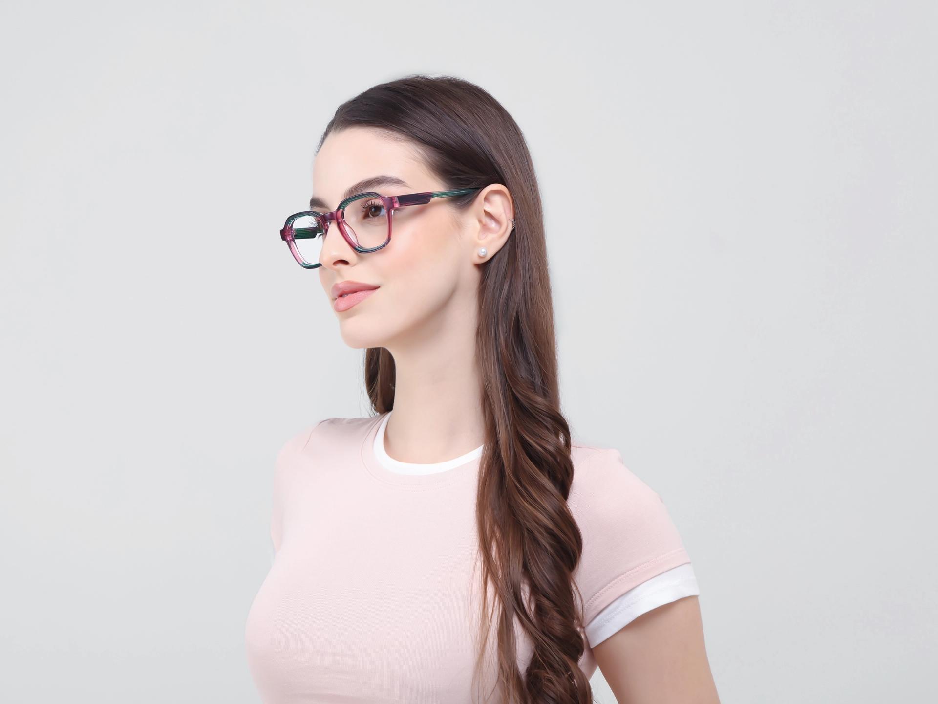 Green Maze & Pink Geometric Fullrim Glasses