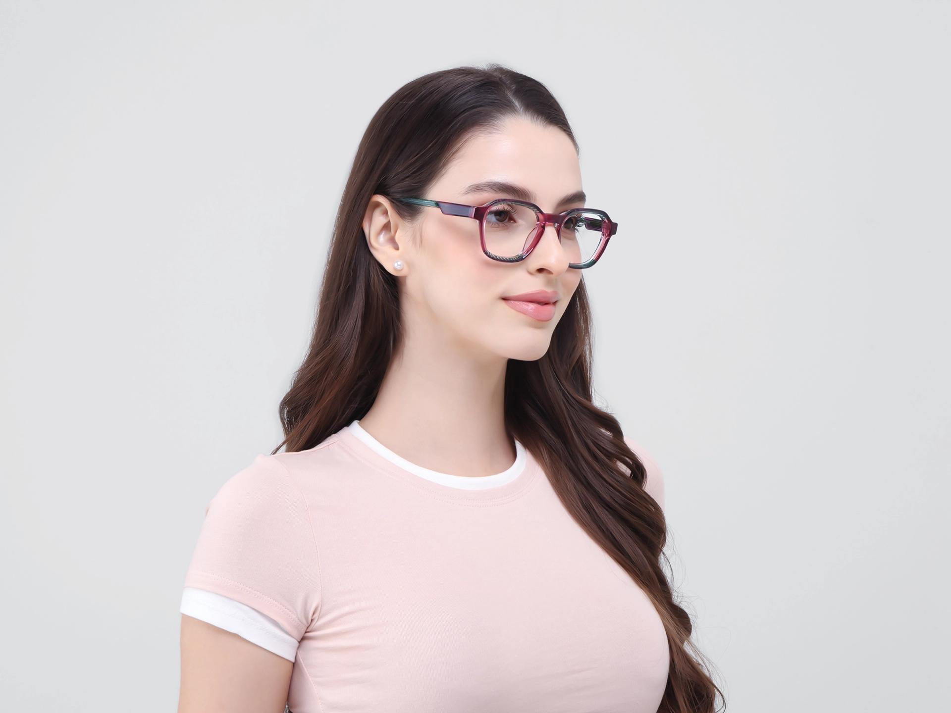 Green Maze & Pink Geometric Fullrim Glasses