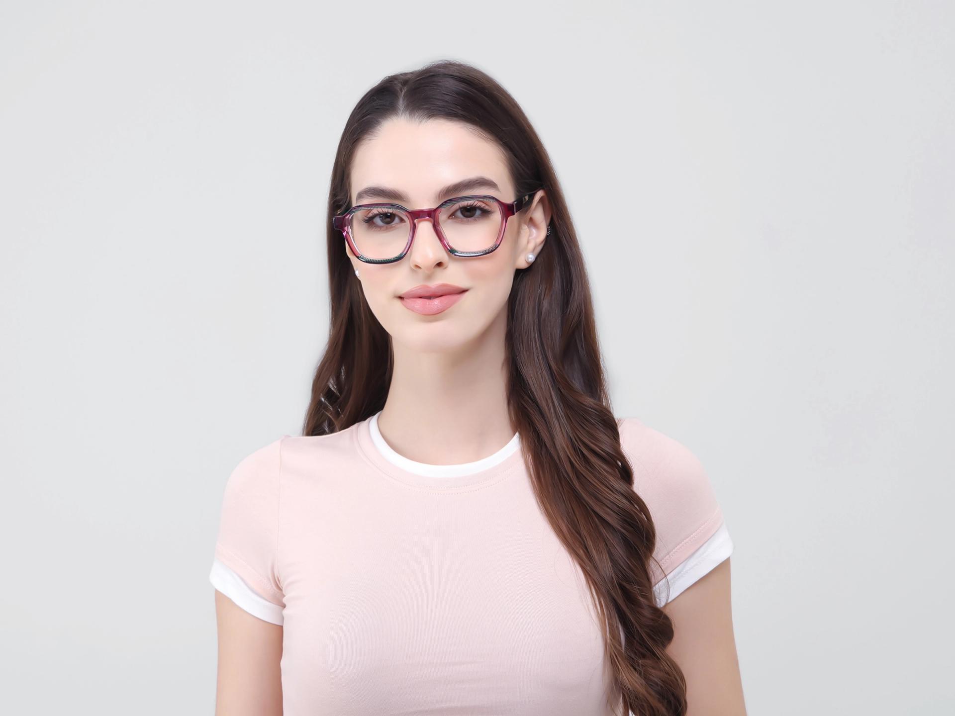 Green Maze & Pink Geometric Fullrim Glasses
