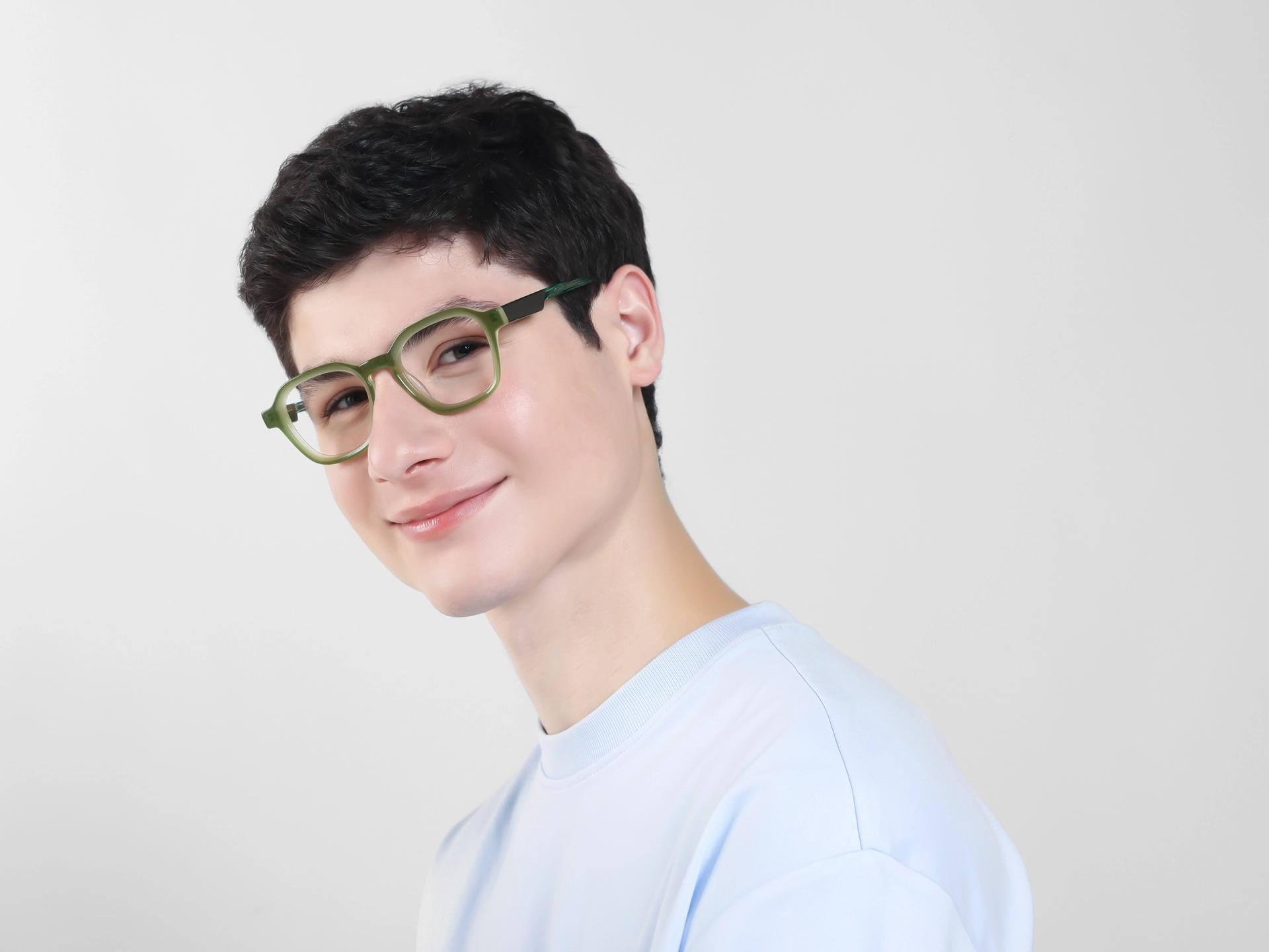 Olive Green Geometric Fullrim Glasses