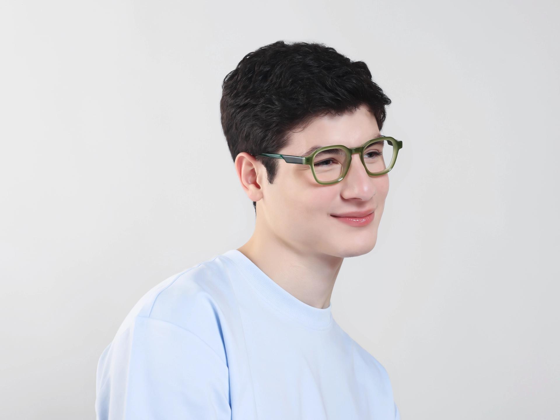 Olive Green Geometric Fullrim Glasses